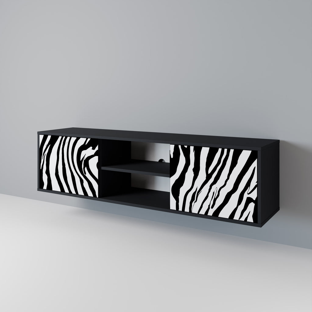 Βάση τηλεόρασης SPLENDID ZEBRA με 2 πόρτες σε μαύρο φινίρισμα