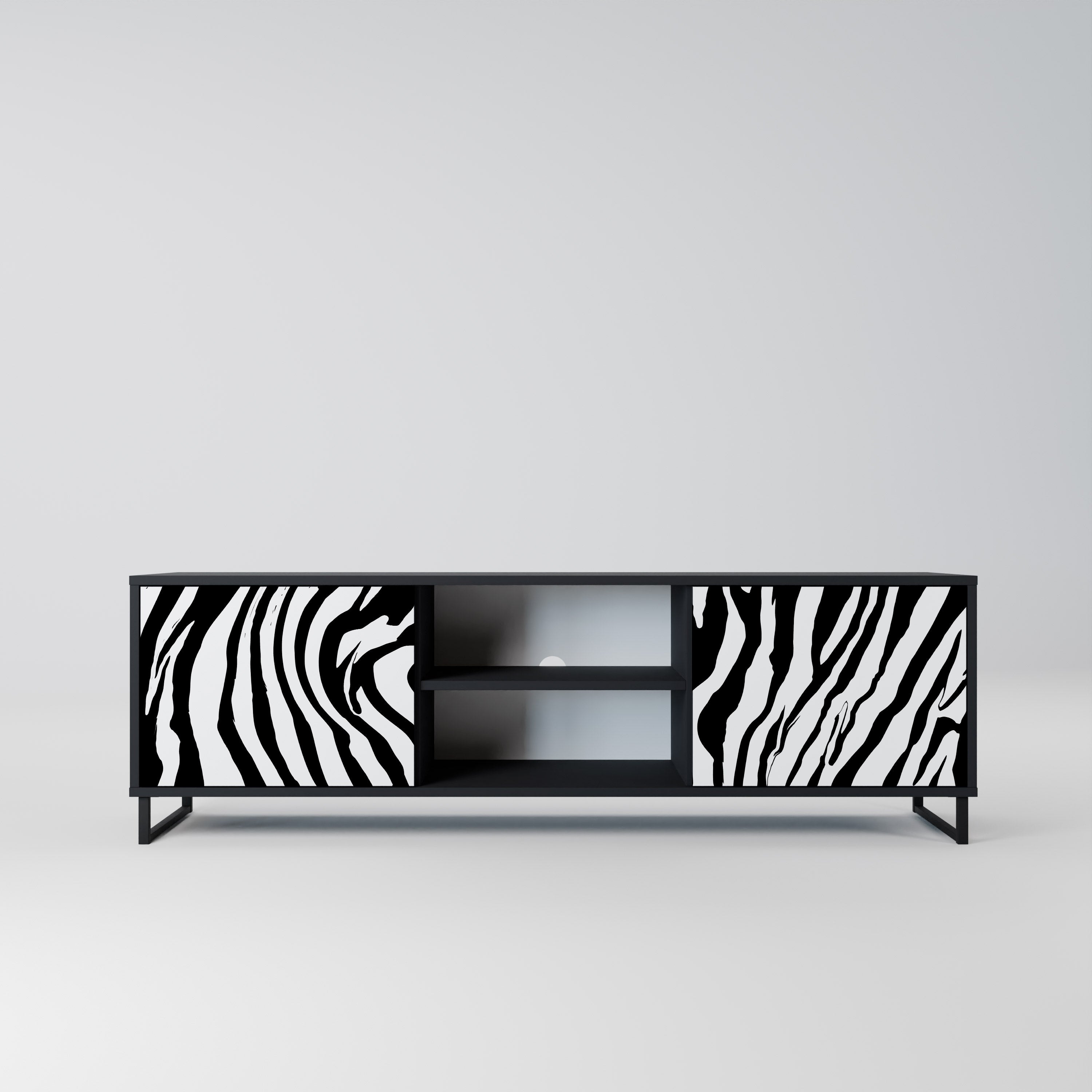 Βάση τηλεόρασης SPLENDID ZEBRA με 2 πόρτες σε μαύρο φινίρισμα