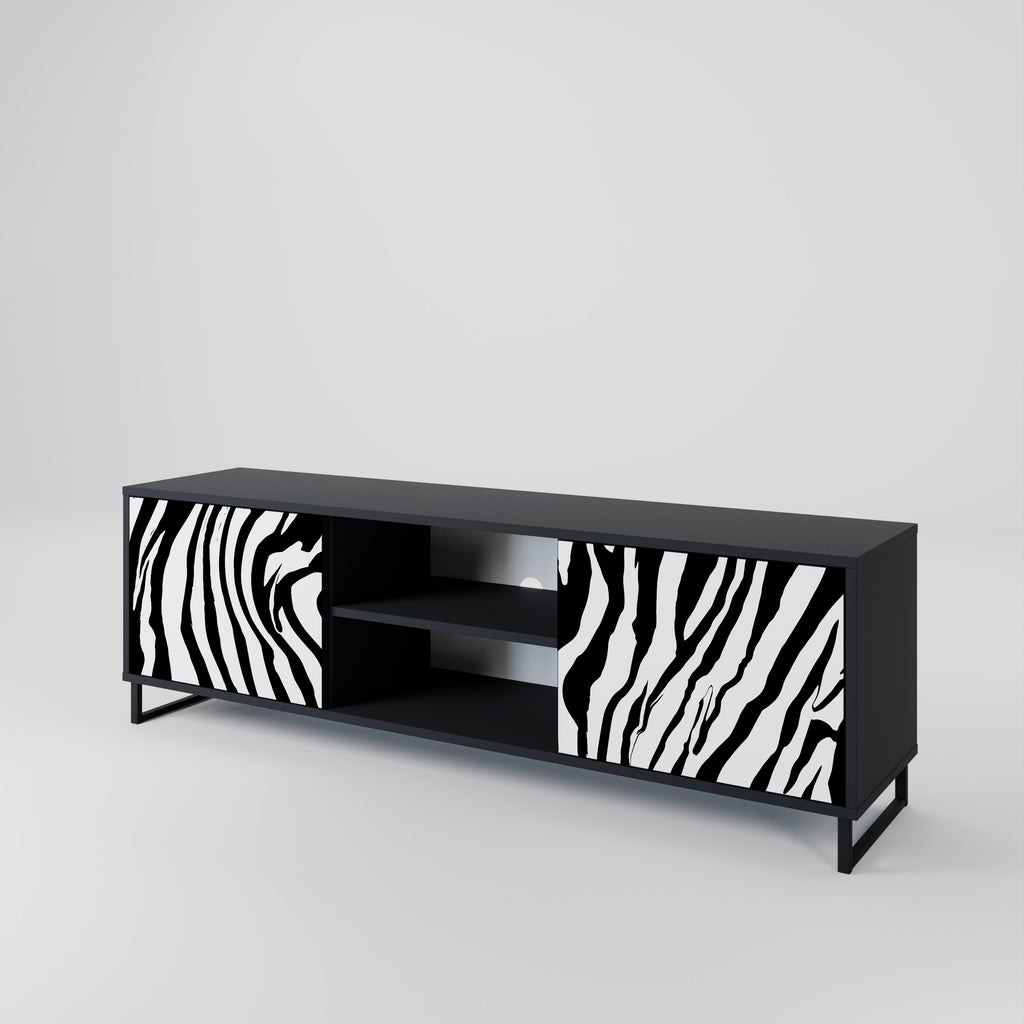 Βάση τηλεόρασης SPLENDID ZEBRA με 2 πόρτες σε μαύρο φινίρισμα
