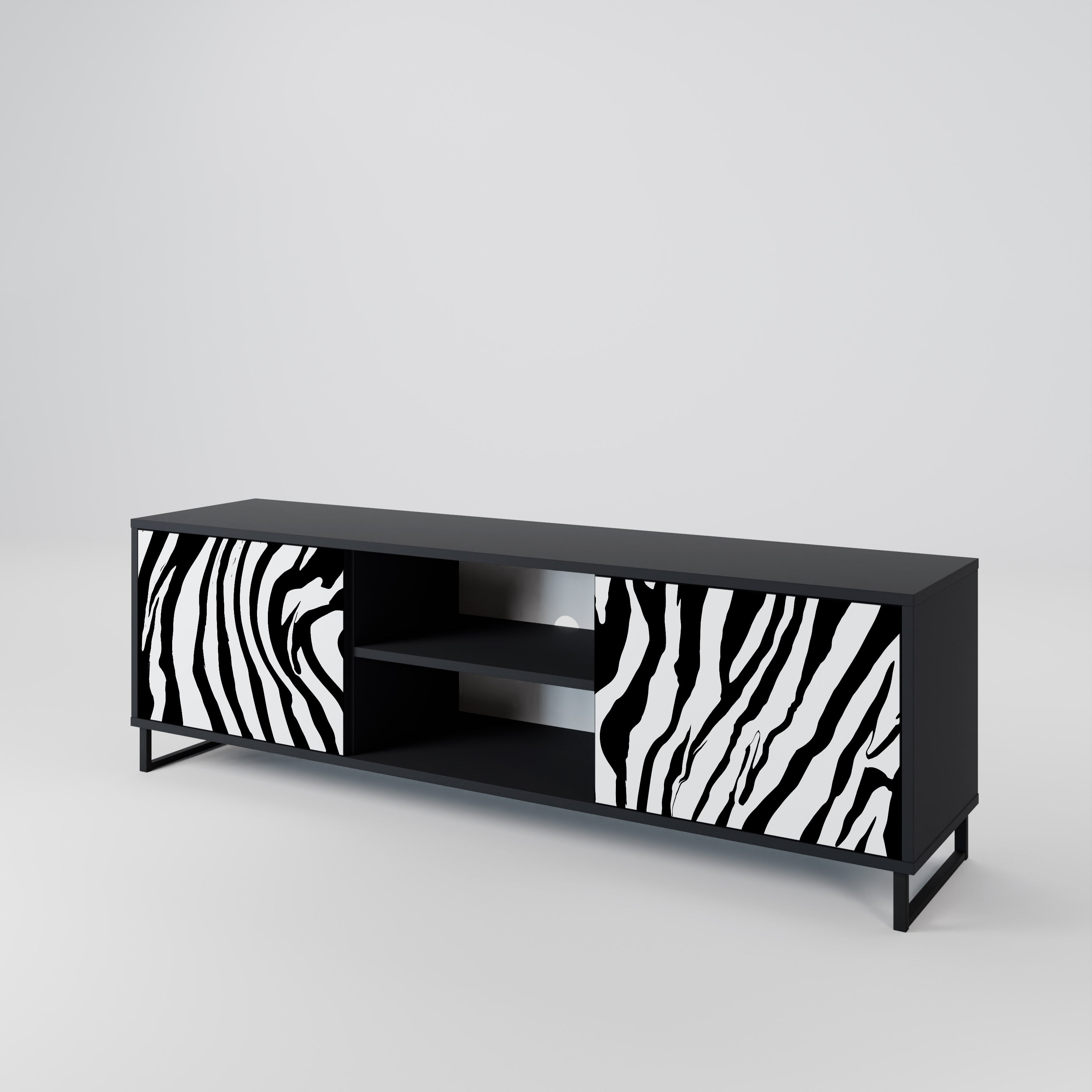 Βάση τηλεόρασης SPLENDID ZEBRA με 2 πόρτες σε μαύρο φινίρισμα