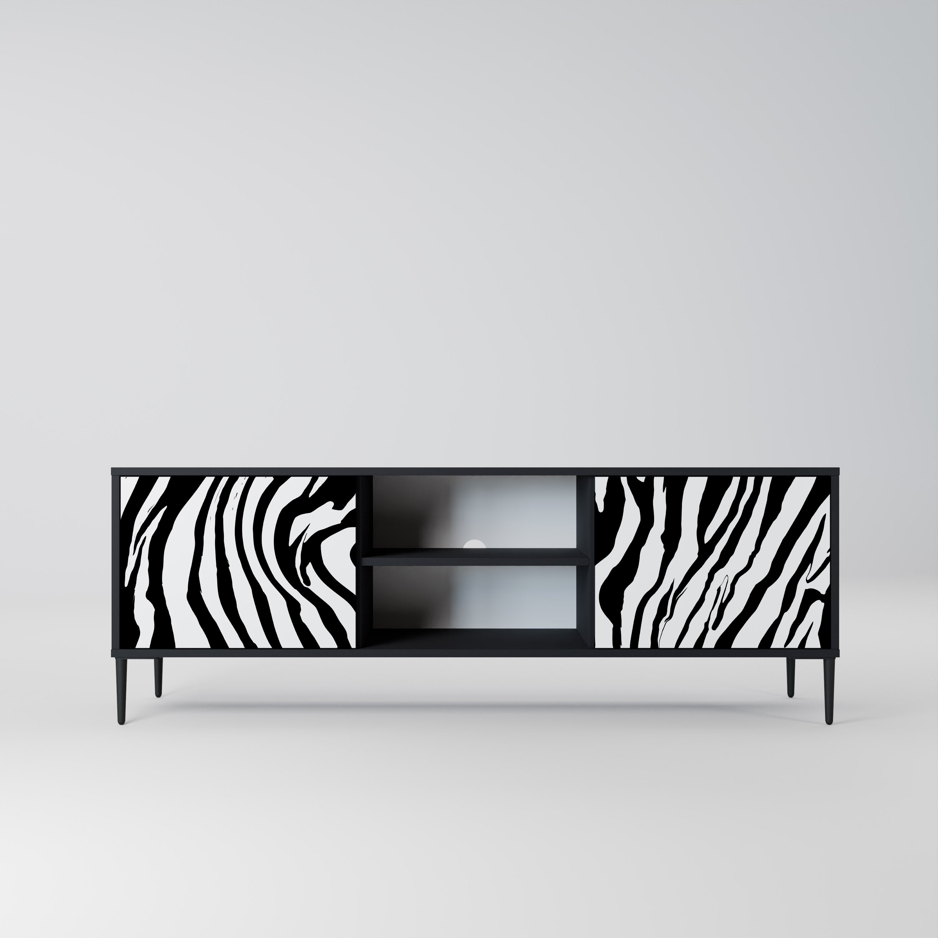 Βάση τηλεόρασης SPLENDID ZEBRA με 2 πόρτες σε μαύρο φινίρισμα