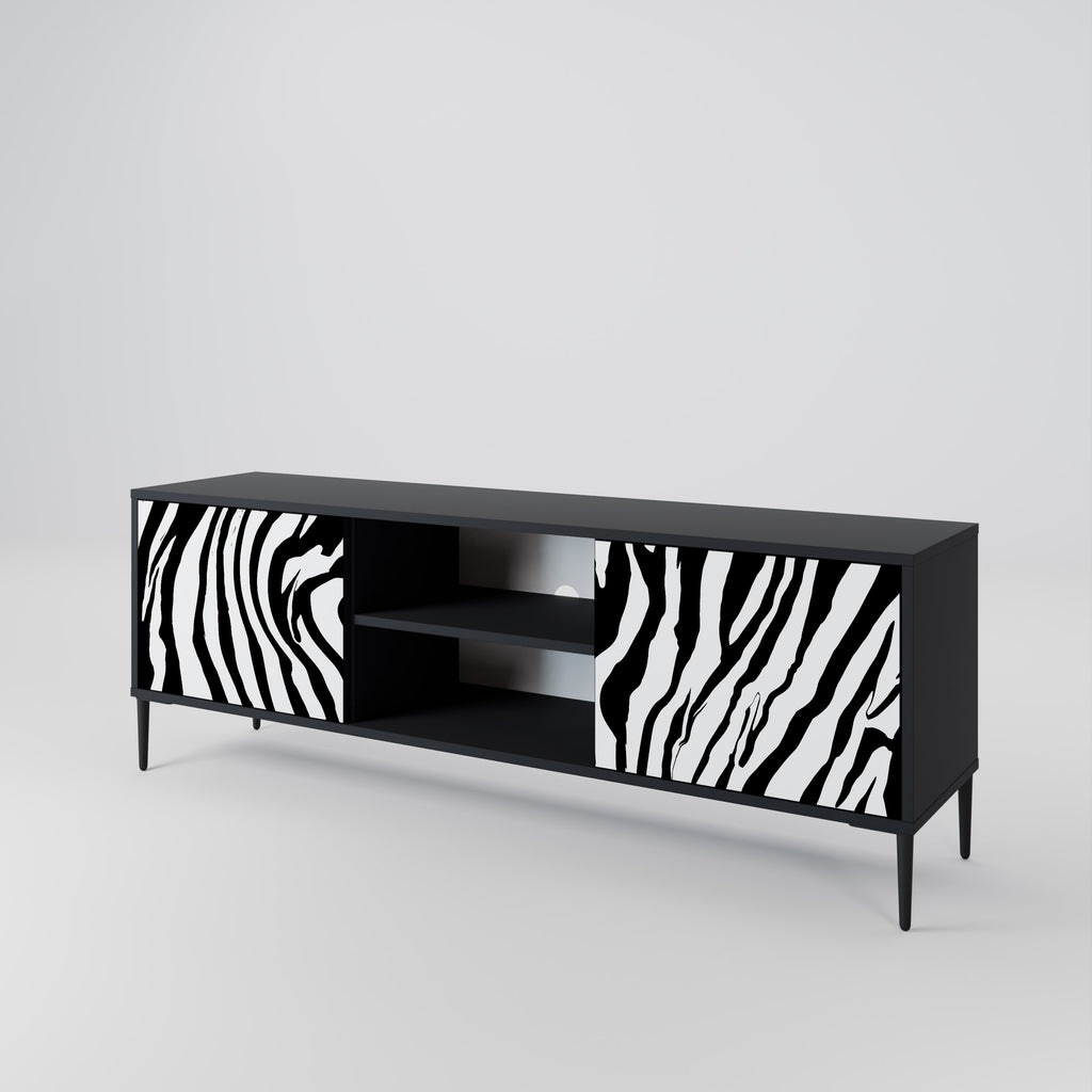 Βάση τηλεόρασης SPLENDID ZEBRA με 2 πόρτες σε μαύρο φινίρισμα
