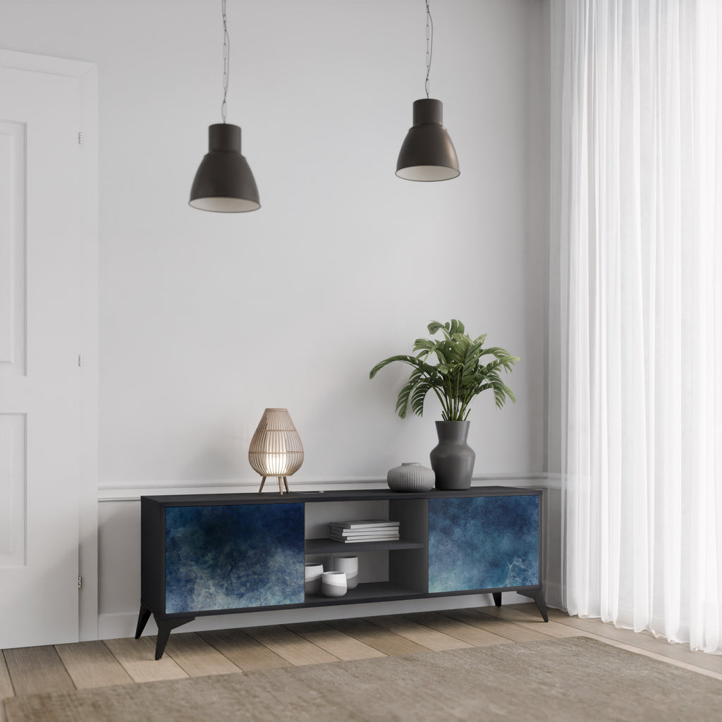 CELESTIAL FALL 2-Door TV Stand in Black Finish