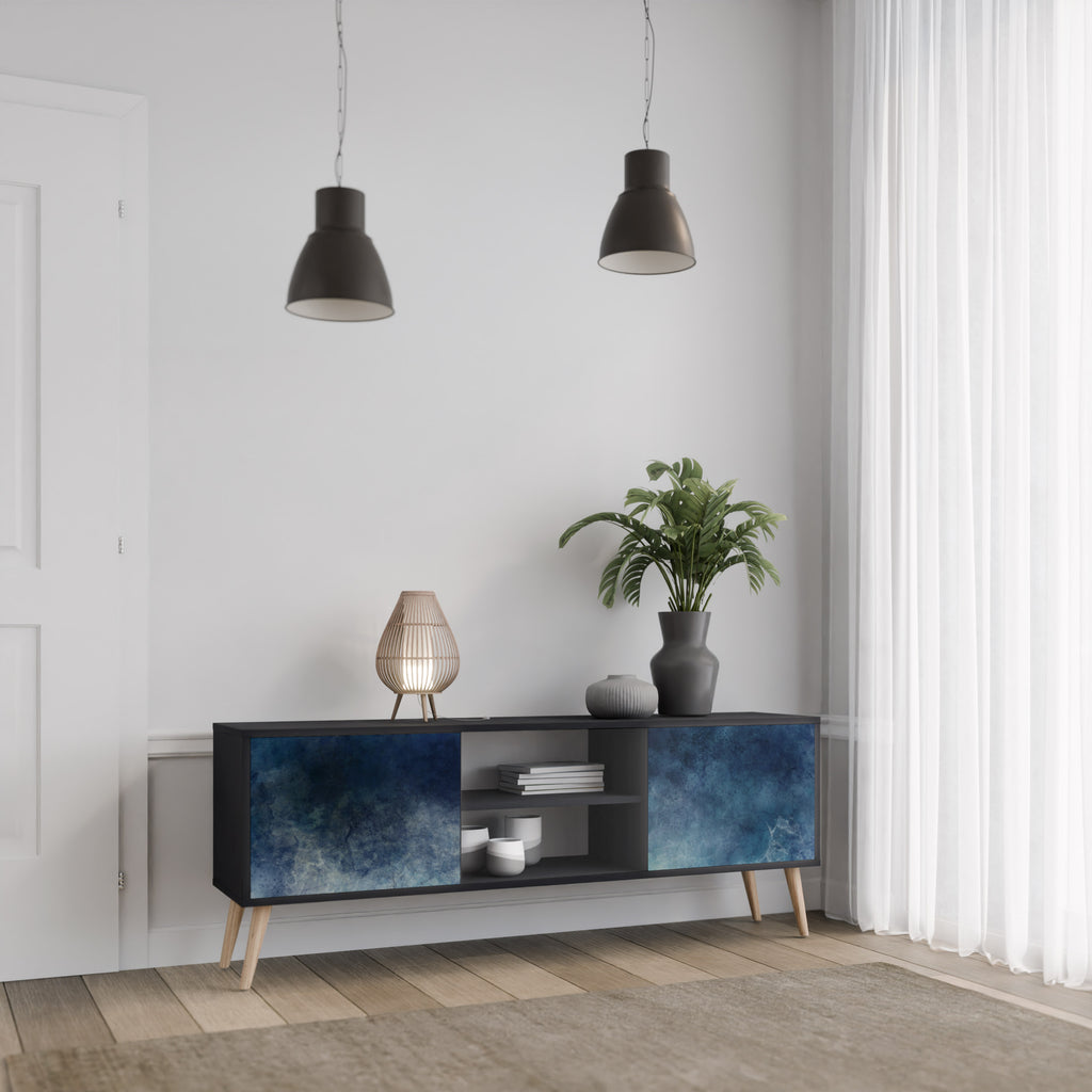 CELESTIAL FALL 2-Door TV Stand in Black Finish