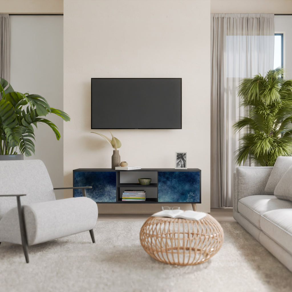 CELESTIAL FALL 2-Door TV Stand in Black Finish