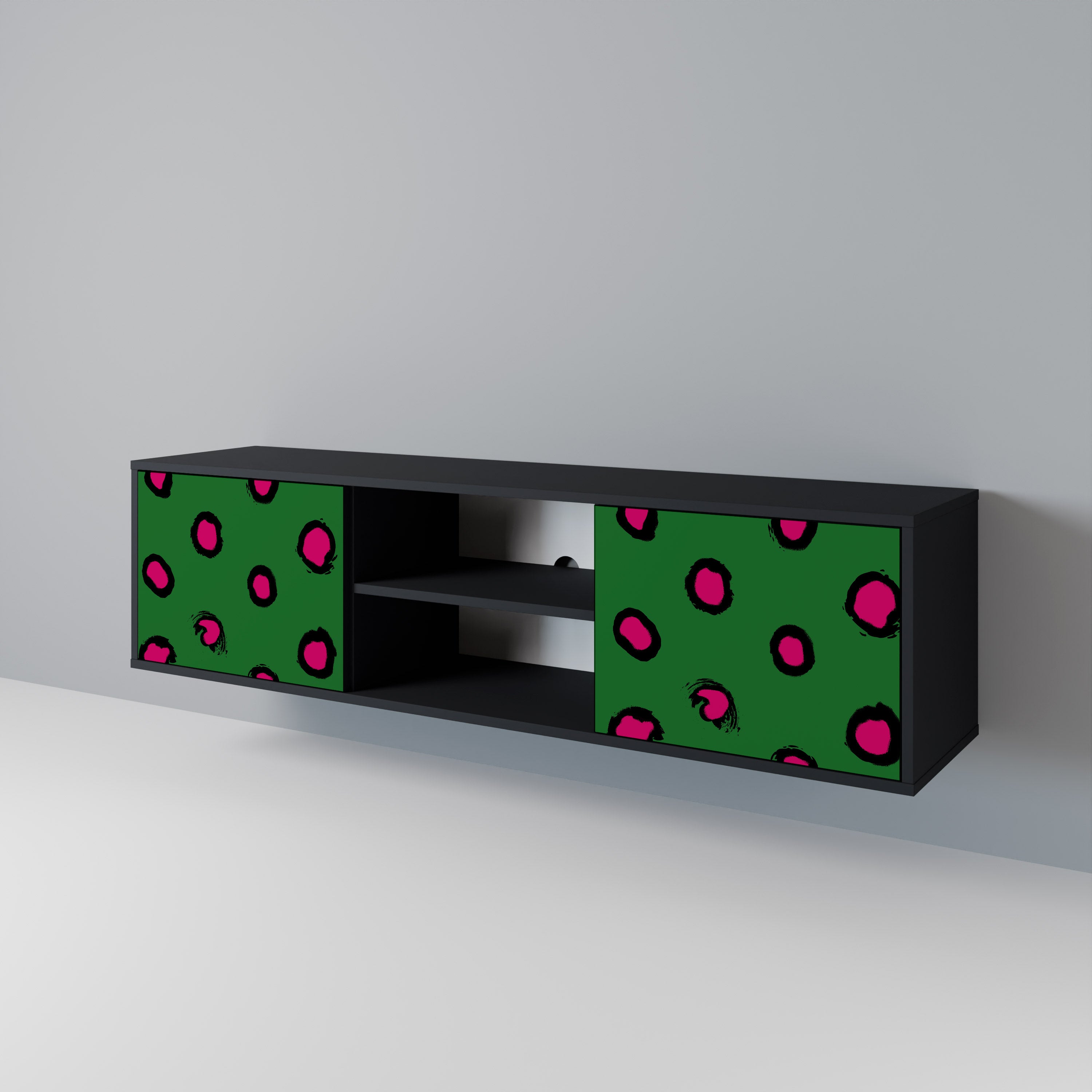 Βάση τηλεόρασης FUNKY SPOTS με 2 πόρτες σε μαύρο φινίρισμα