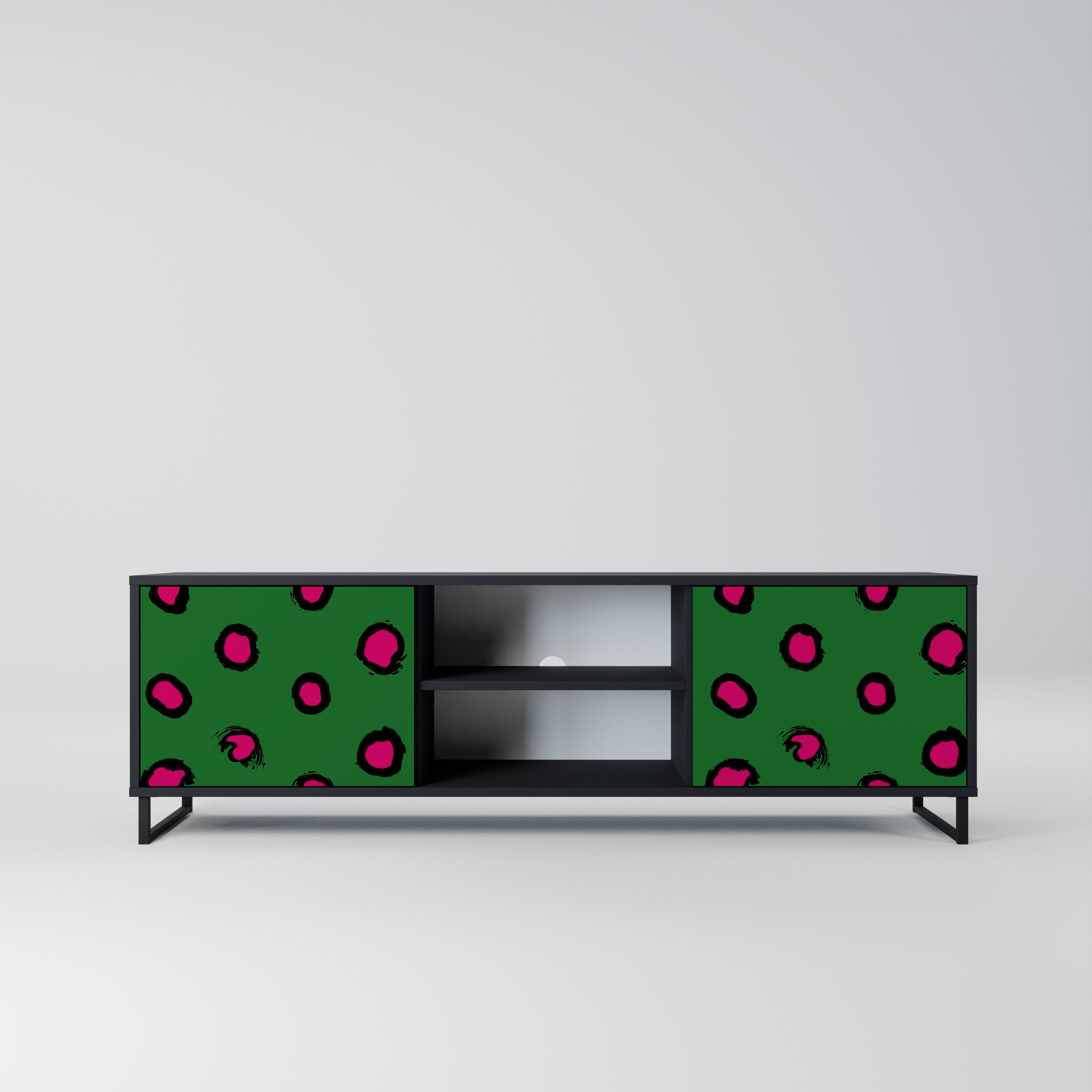 Βάση τηλεόρασης FUNKY SPOTS με 2 πόρτες σε μαύρο φινίρισμα