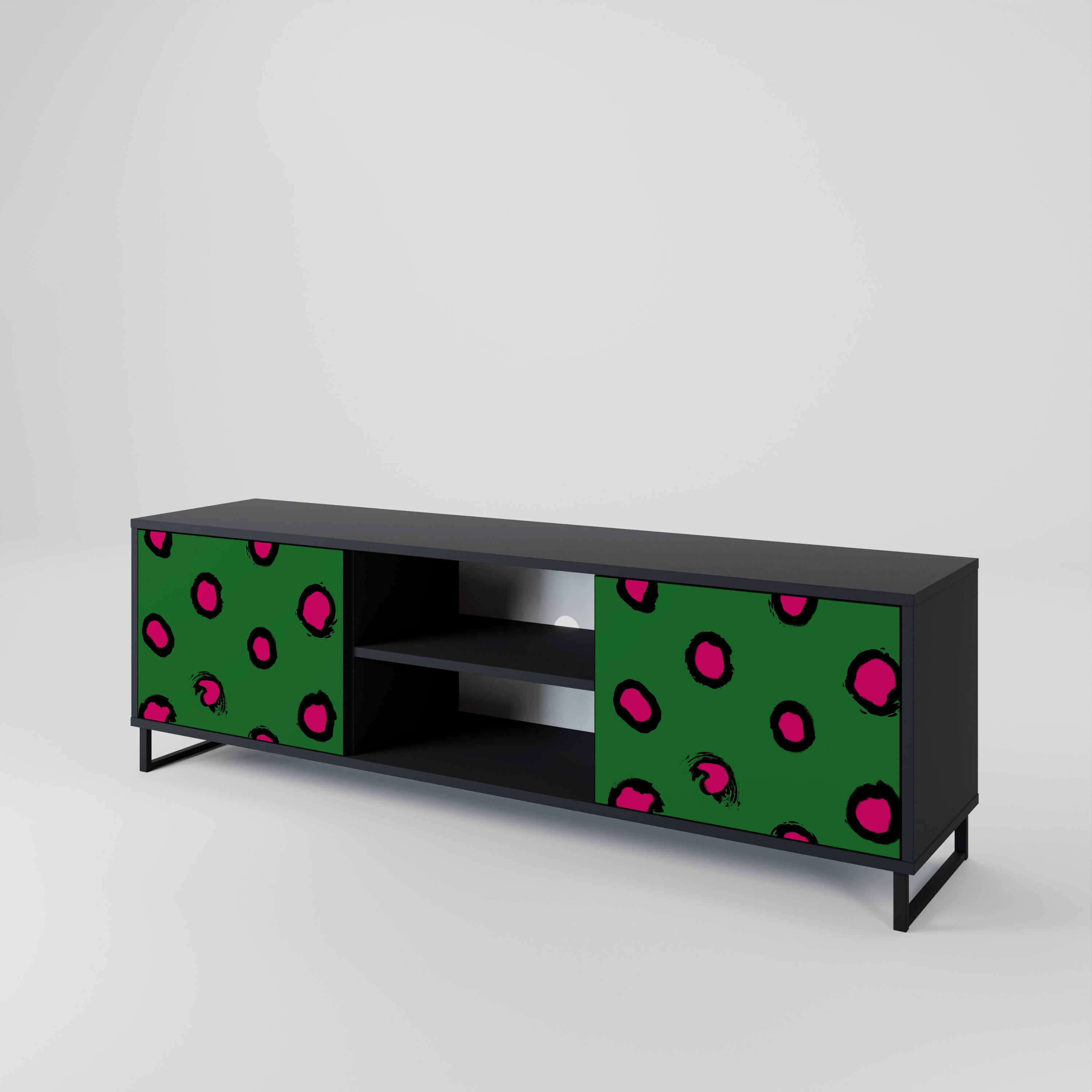 Βάση τηλεόρασης FUNKY SPOTS με 2 πόρτες σε μαύρο φινίρισμα