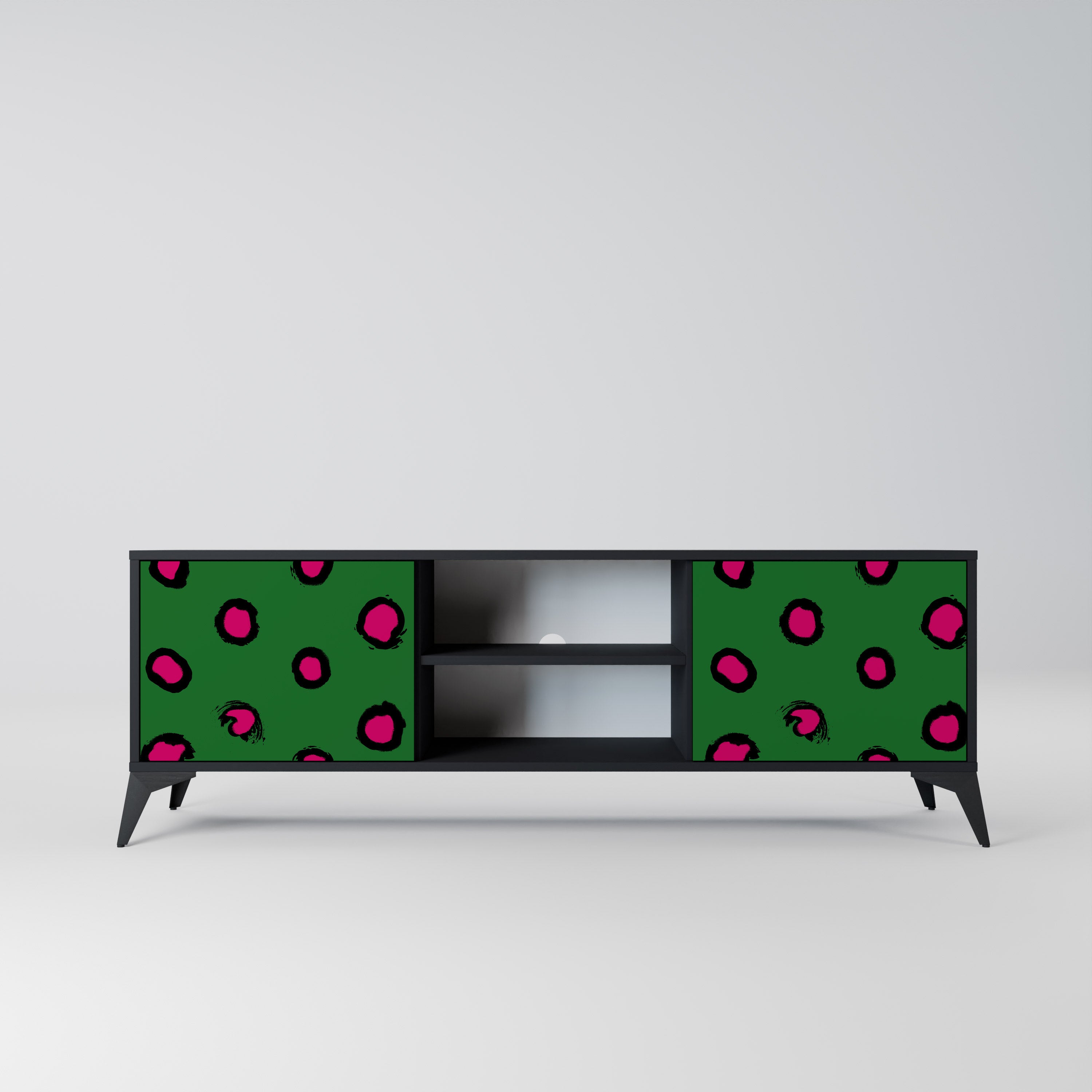 Βάση τηλεόρασης FUNKY SPOTS με 2 πόρτες σε μαύρο φινίρισμα