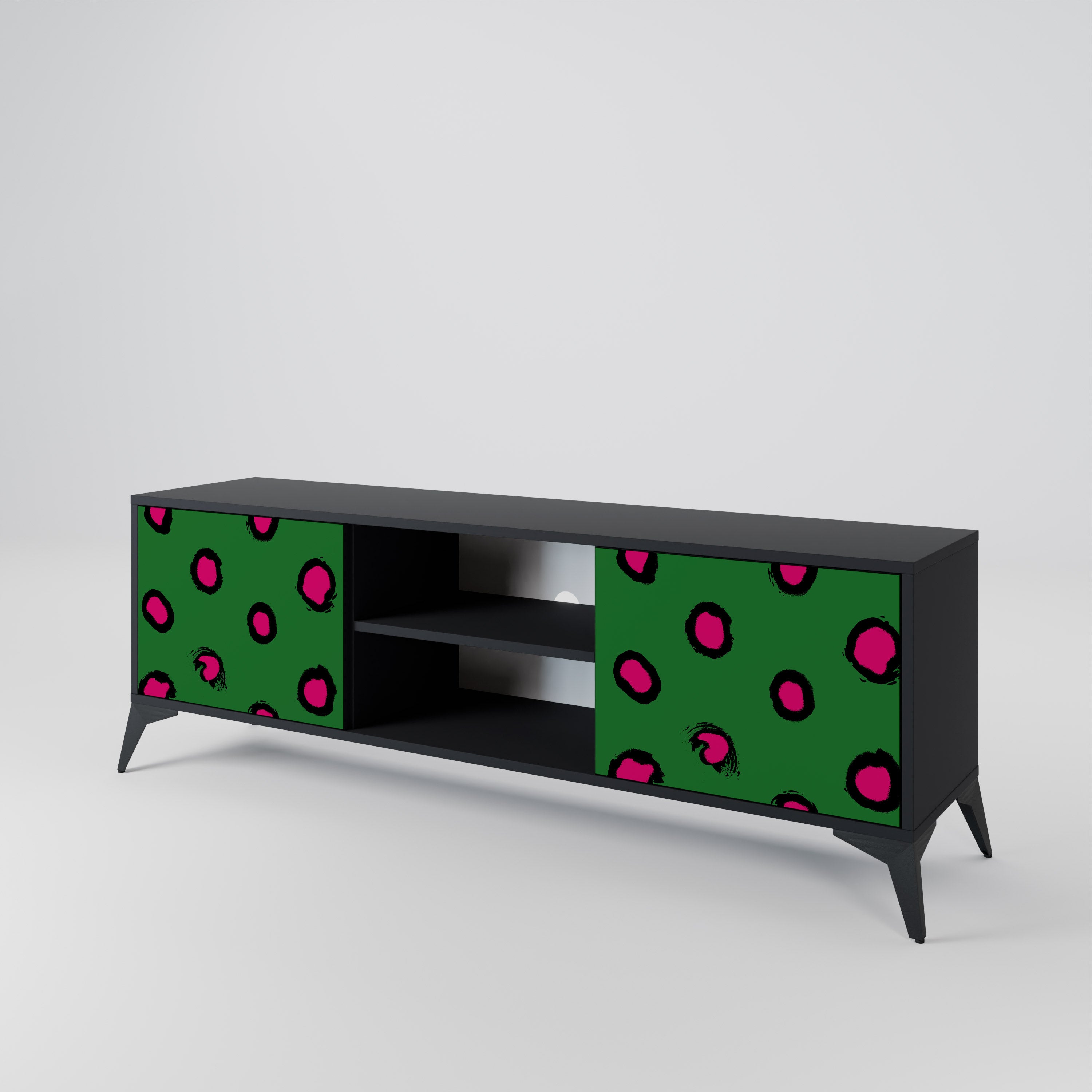 Βάση τηλεόρασης FUNKY SPOTS με 2 πόρτες σε μαύρο φινίρισμα