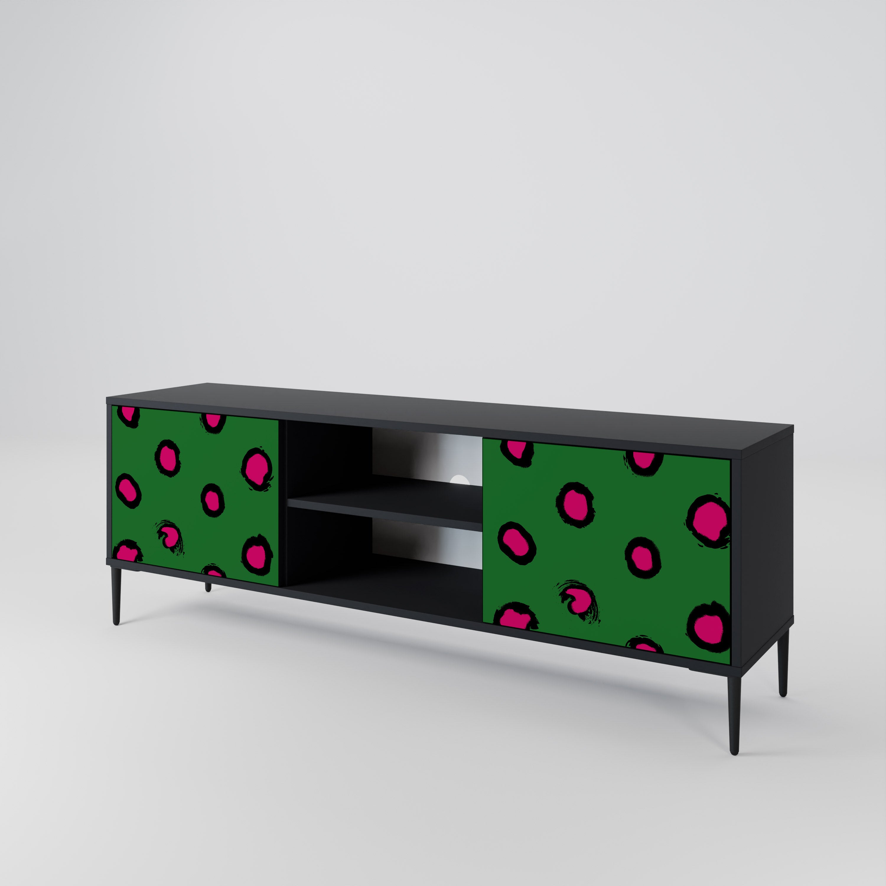 Βάση τηλεόρασης FUNKY SPOTS με 2 πόρτες σε μαύρο φινίρισμα
