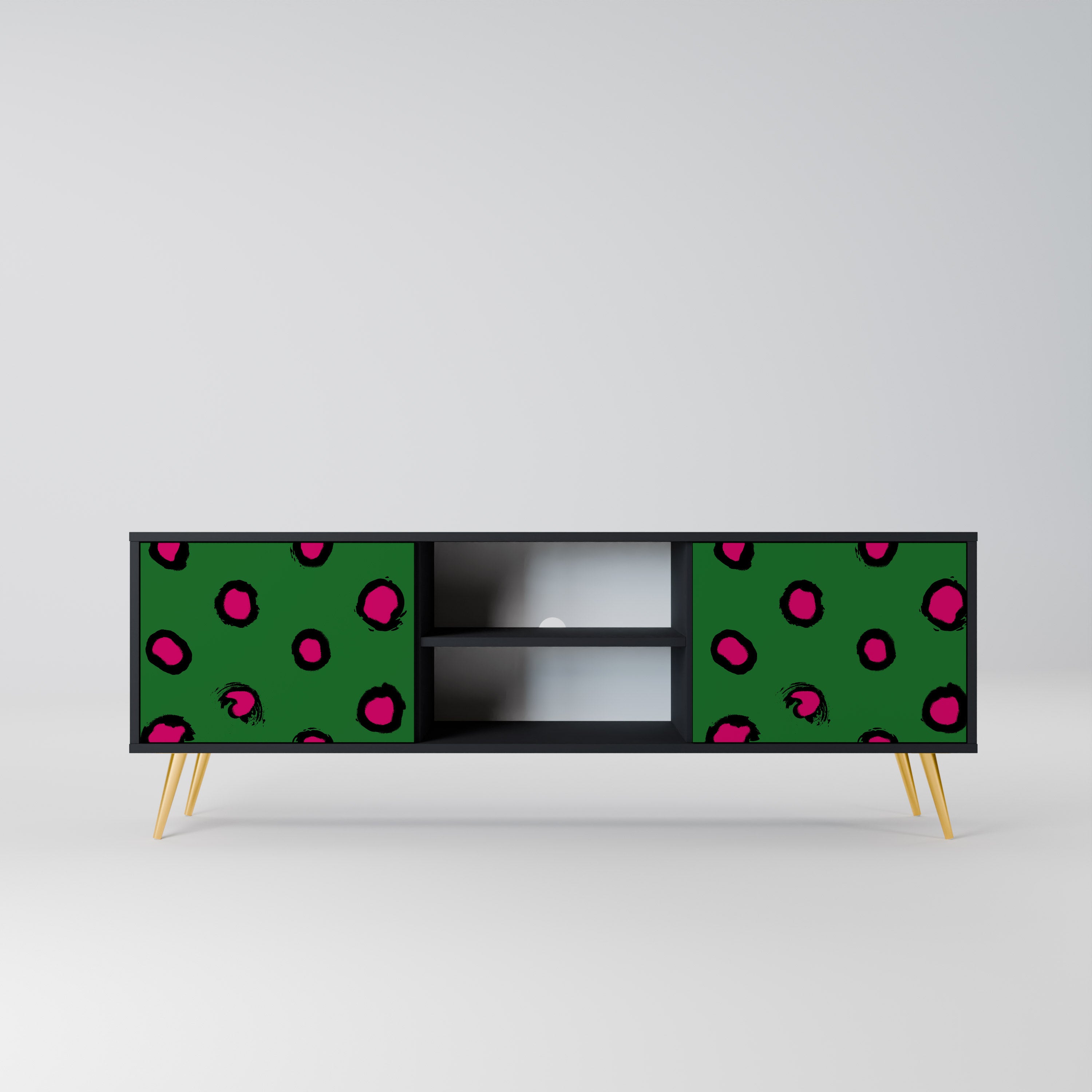 Βάση τηλεόρασης FUNKY SPOTS με 2 πόρτες σε μαύρο φινίρισμα