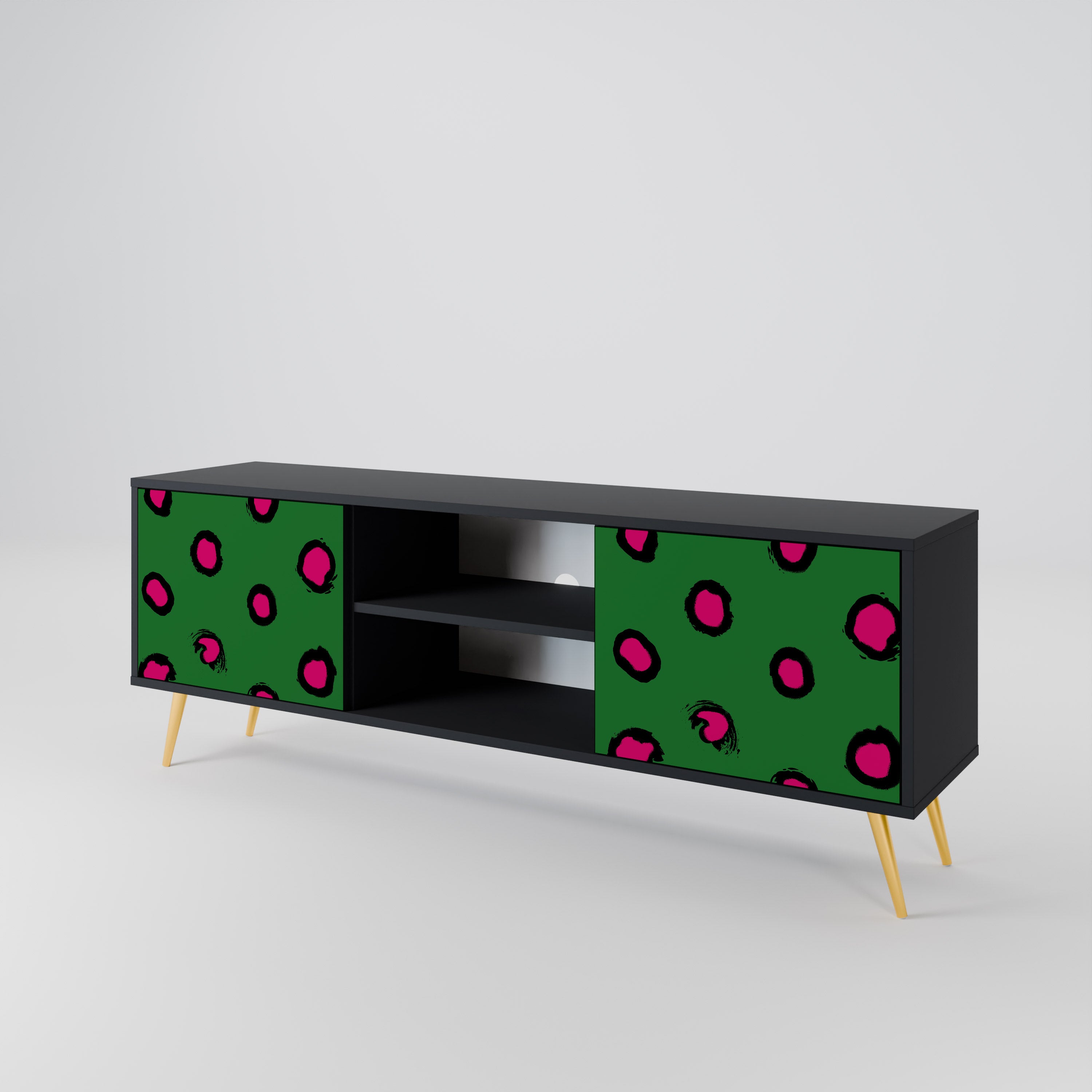 Βάση τηλεόρασης FUNKY SPOTS με 2 πόρτες σε μαύρο φινίρισμα