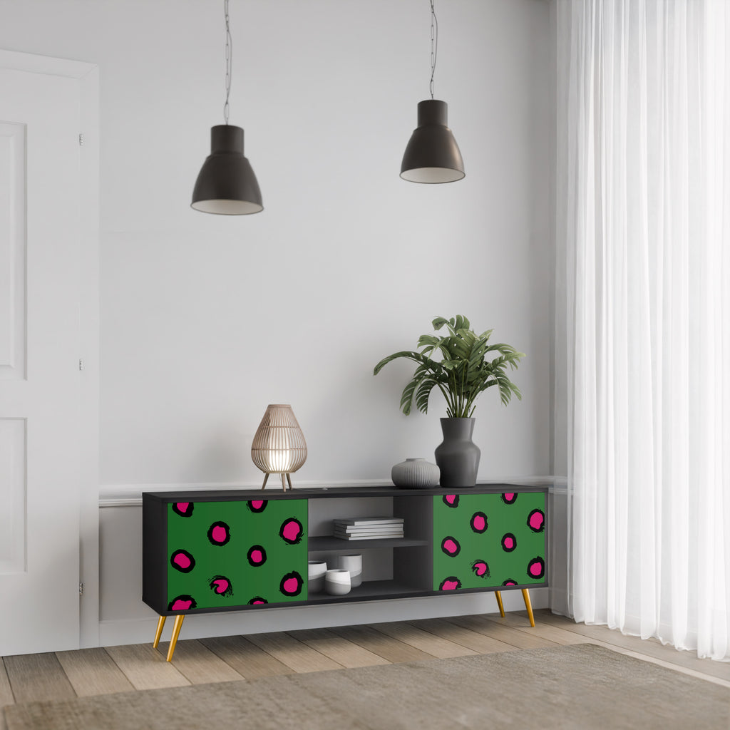 Βάση τηλεόρασης FUNKY SPOTS με 2 πόρτες σε μαύρο φινίρισμα