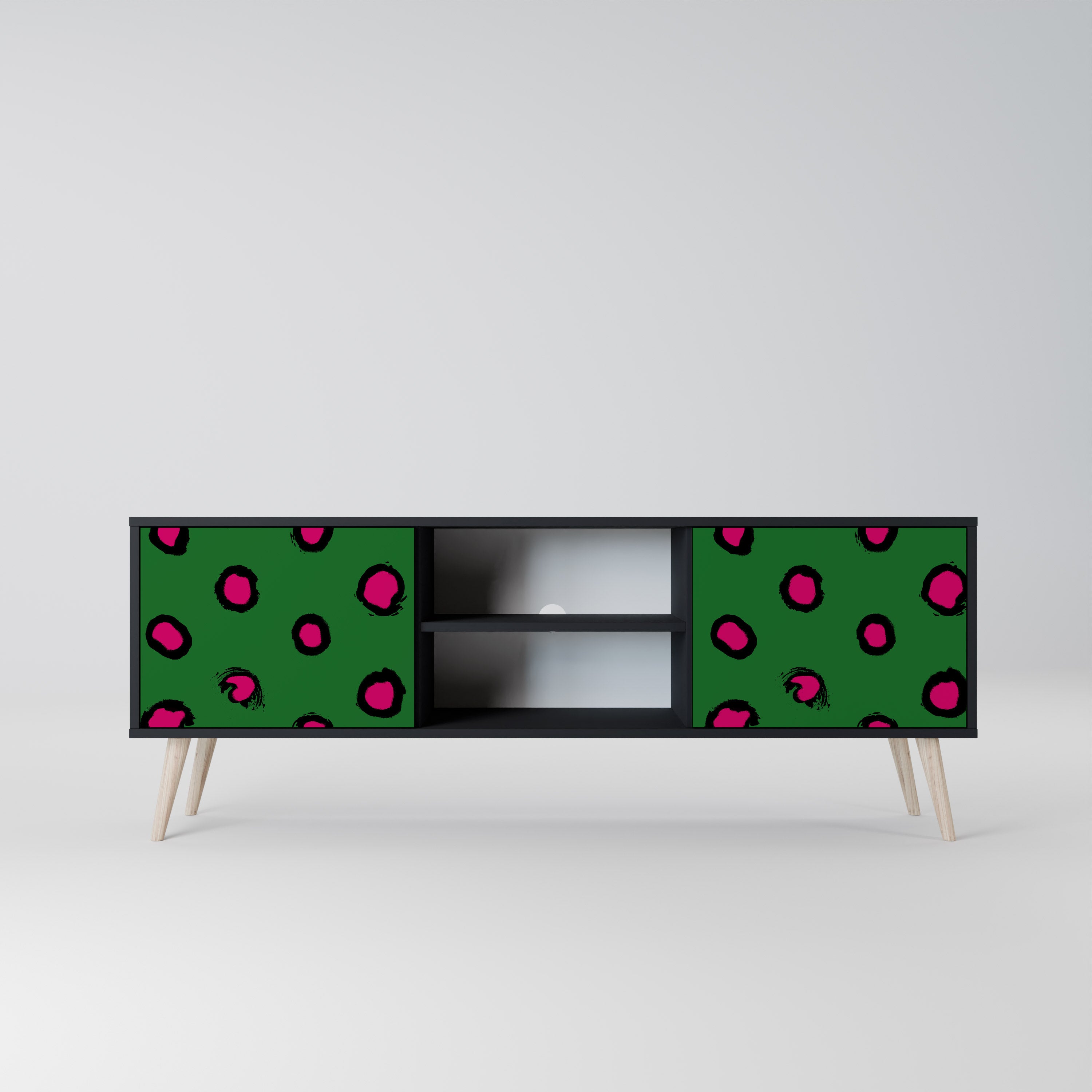 Βάση τηλεόρασης FUNKY SPOTS με 2 πόρτες σε μαύρο φινίρισμα