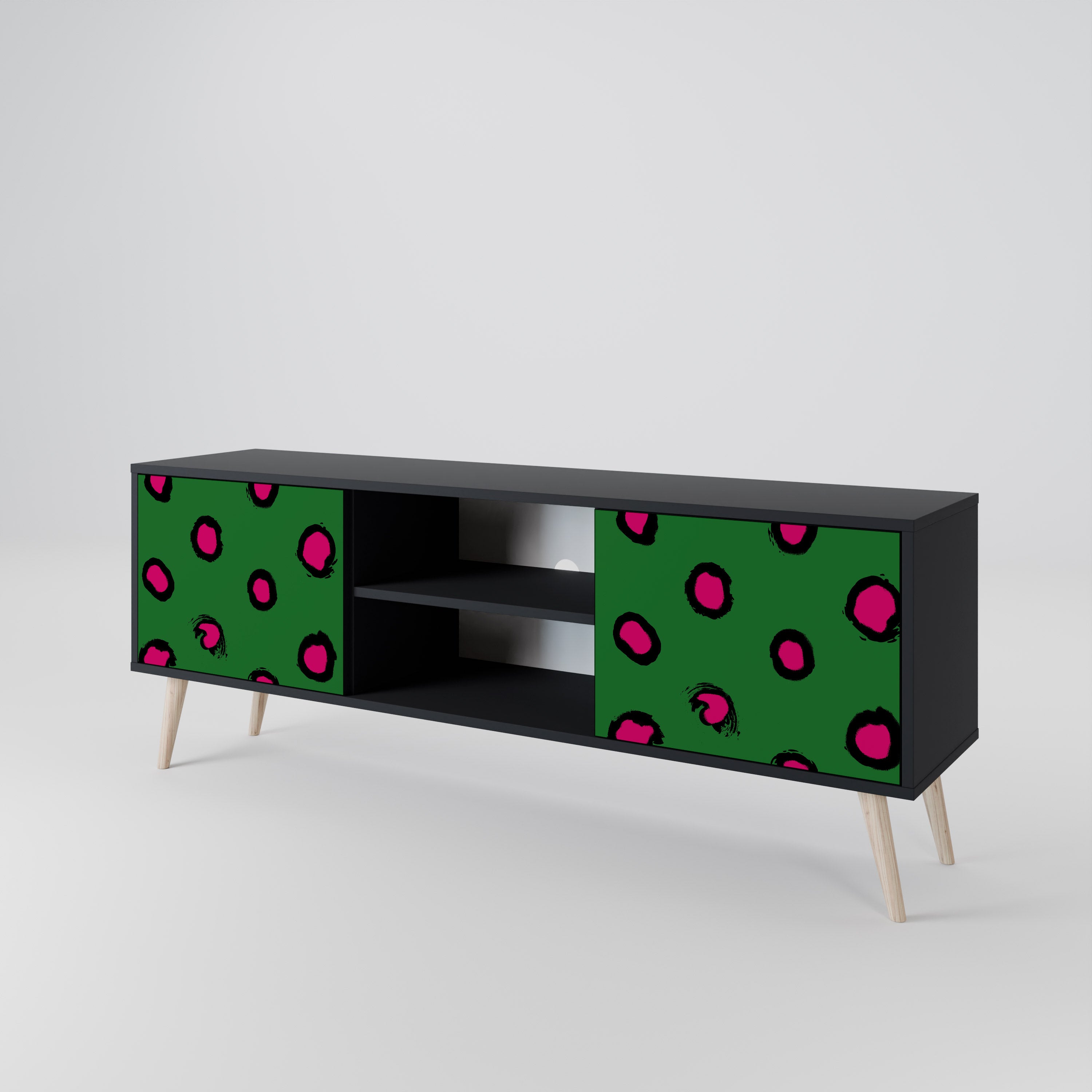 Βάση τηλεόρασης FUNKY SPOTS με 2 πόρτες σε μαύρο φινίρισμα