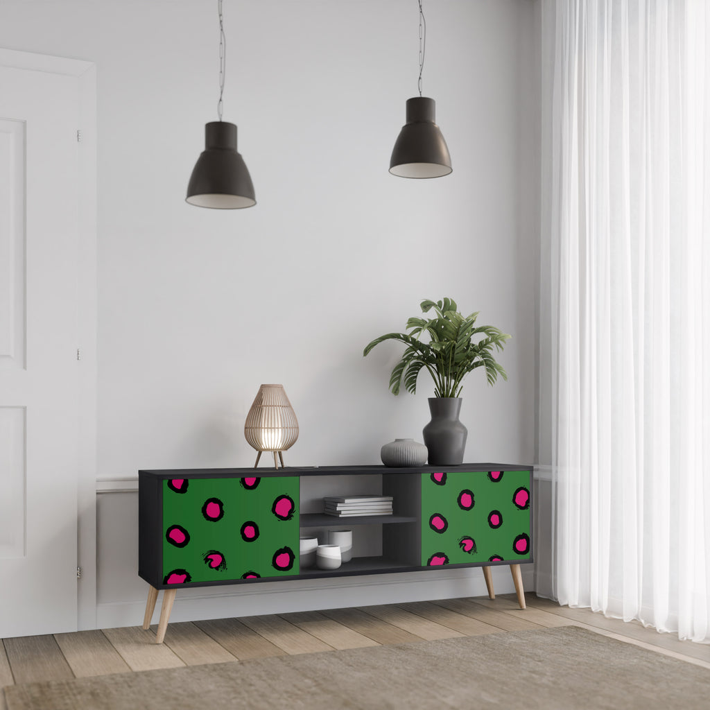 Βάση τηλεόρασης FUNKY SPOTS με 2 πόρτες σε μαύρο φινίρισμα