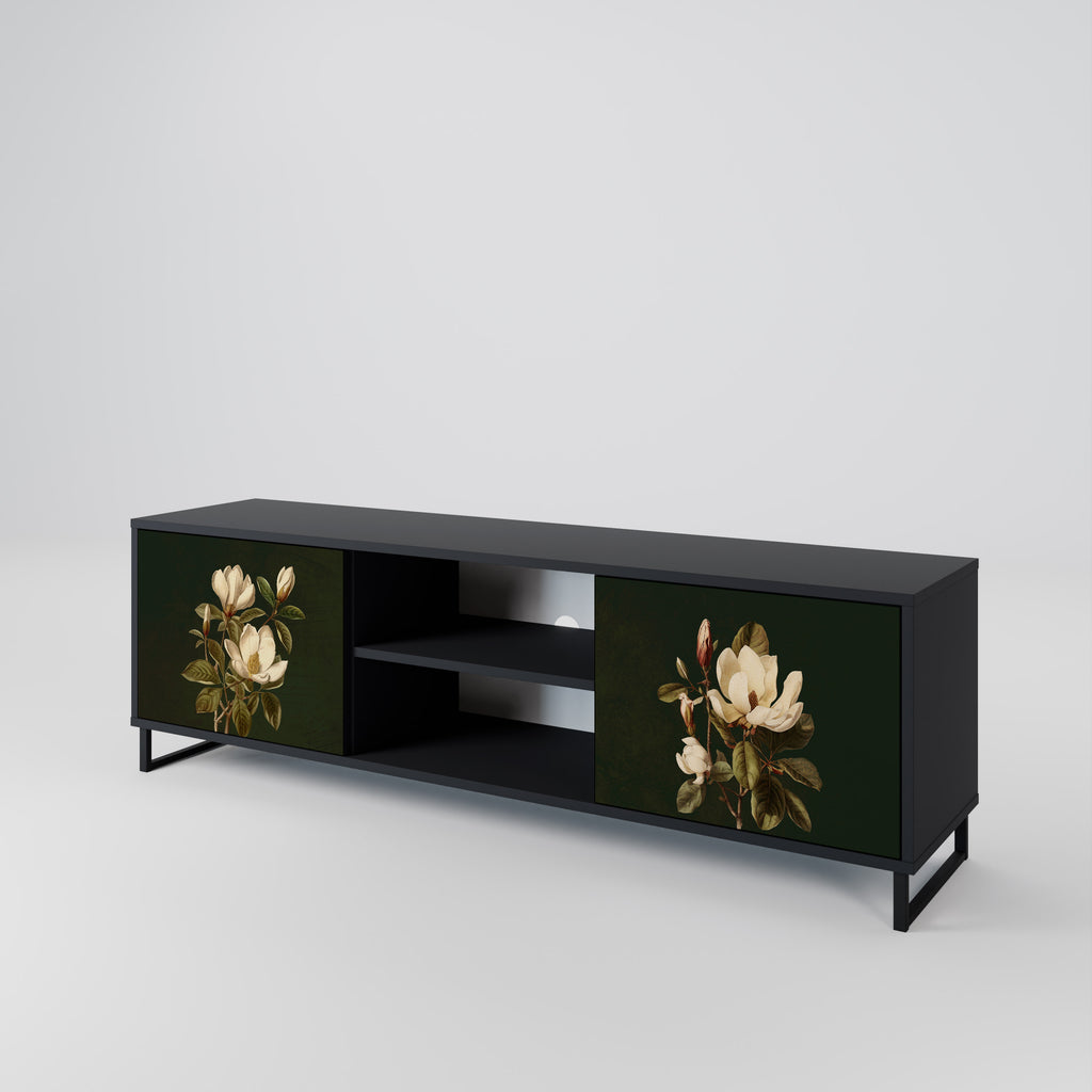 Βάση τηλεόρασης FLORAL NOIR με 2 πόρτες σε μαύρο φινίρισμα