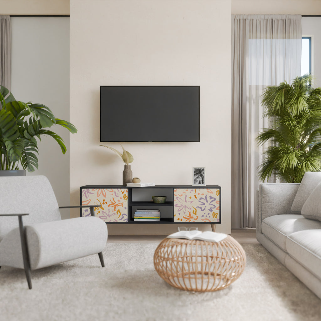 Βάση τηλεόρασης SPRING WHIMSY με 2 πόρτες σε μαύρο φινίρισμα