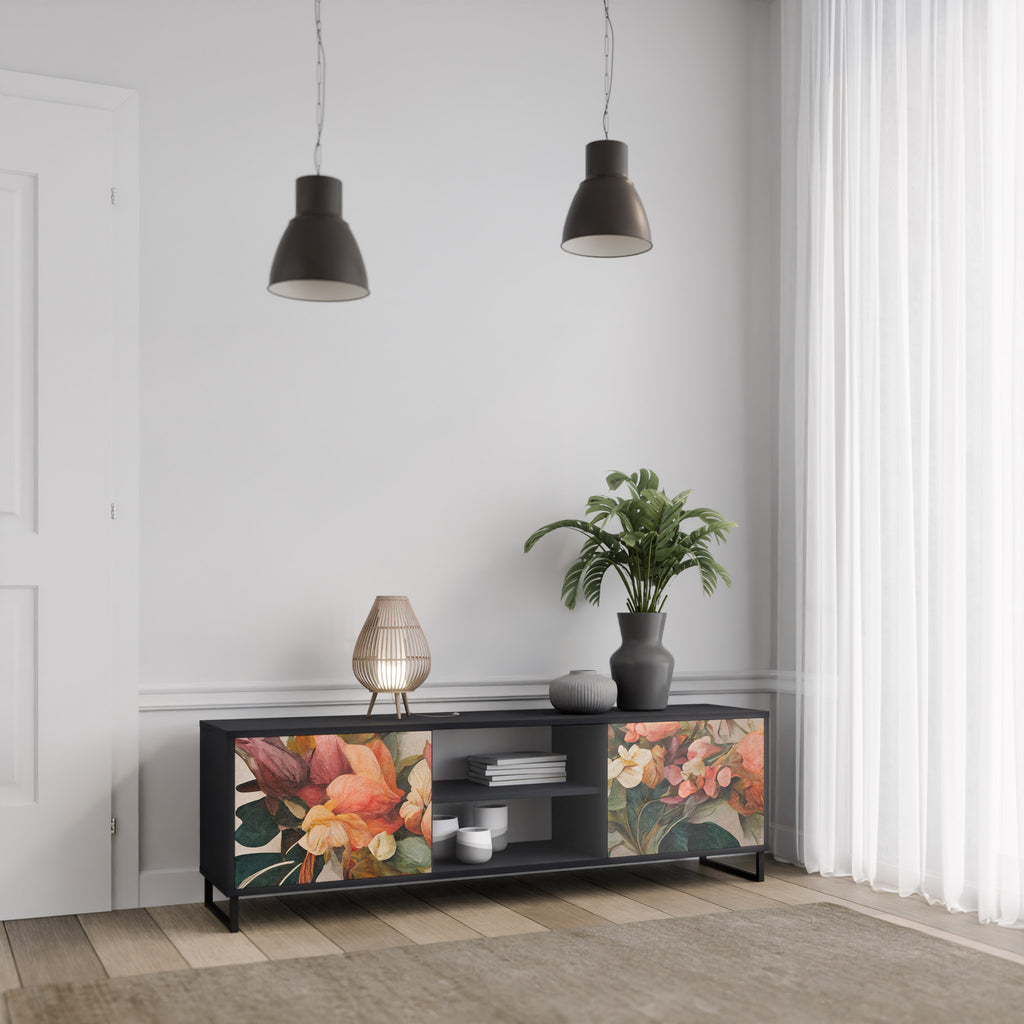 Βάση τηλεόρασης STYLISH BEAUTY 2 πορτών σε μαύρο φινίρισμα