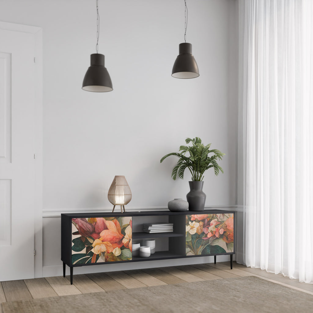 Βάση τηλεόρασης STYLISH BEAUTY 2 πορτών σε μαύρο φινίρισμα