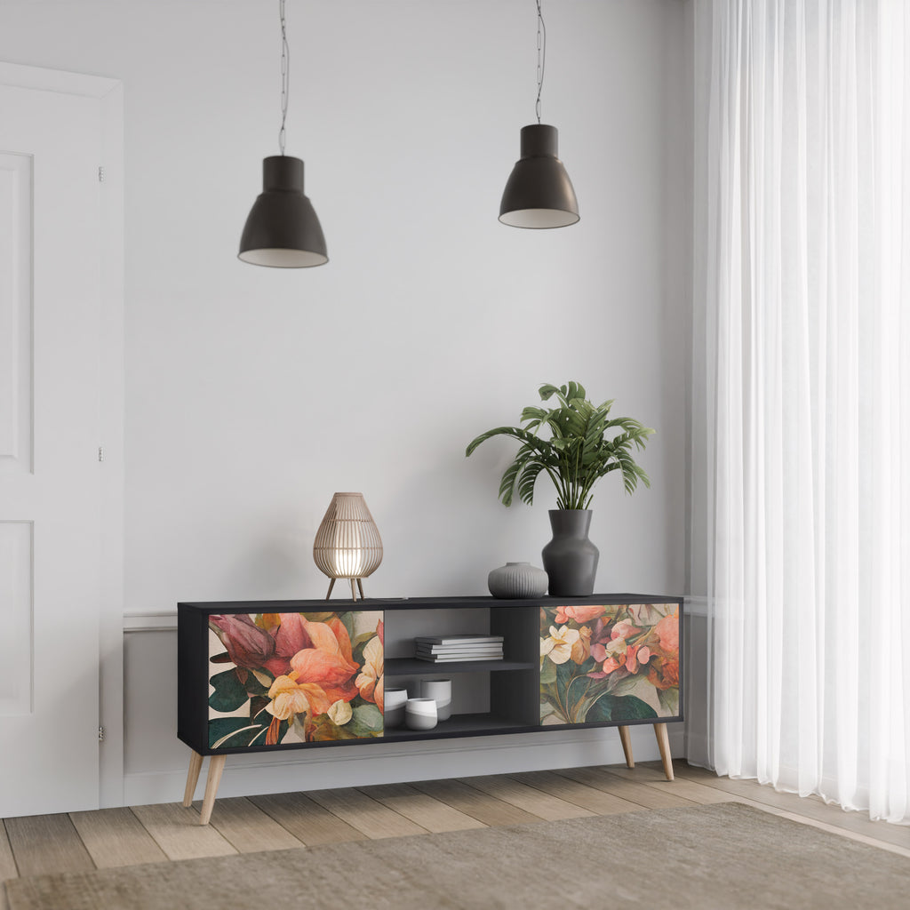 Βάση τηλεόρασης STYLISH BEAUTY 2 πορτών σε μαύρο φινίρισμα