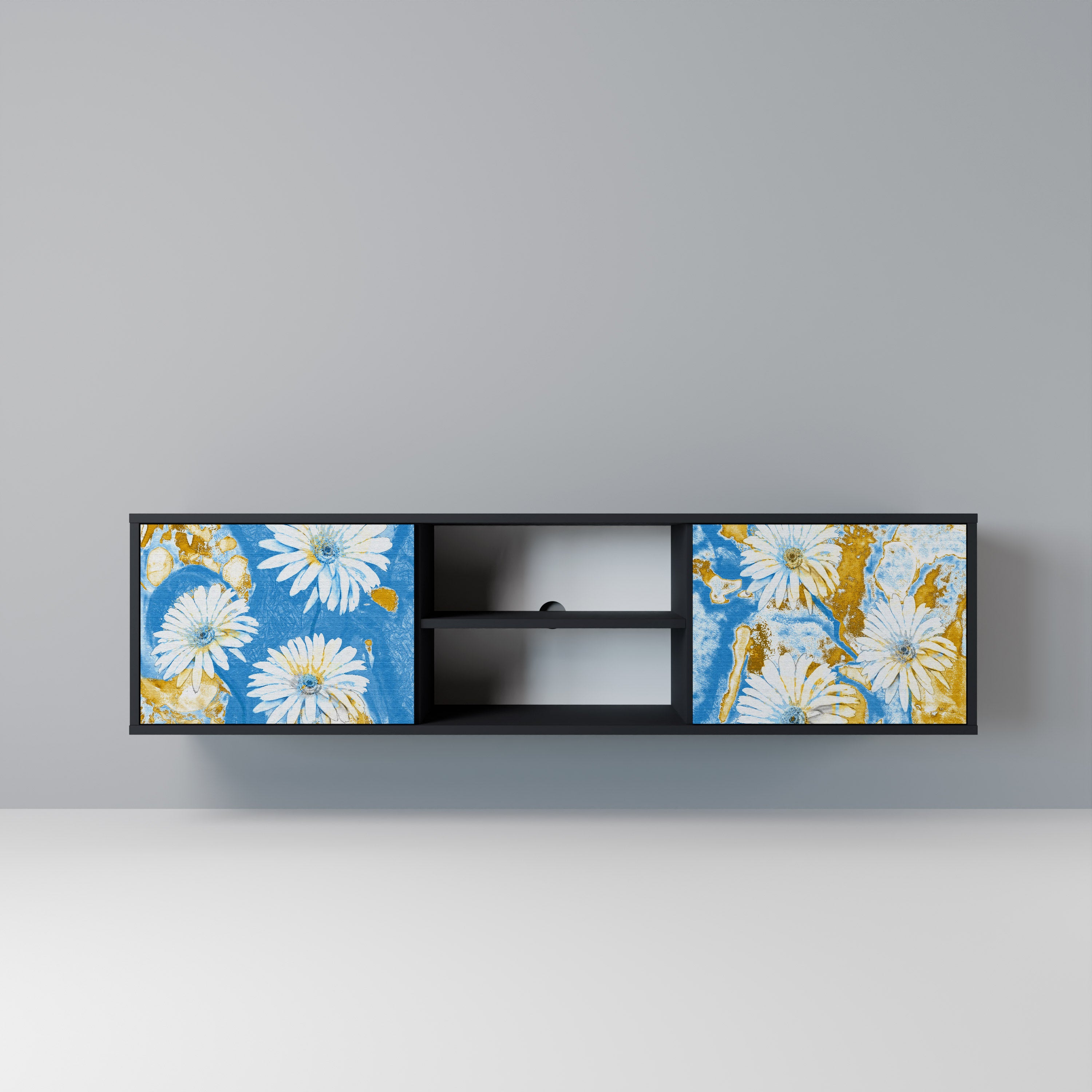 Βάση τηλεόρασης DAISY LUXE με 2 πόρτες σε μαύρο φινίρισμα