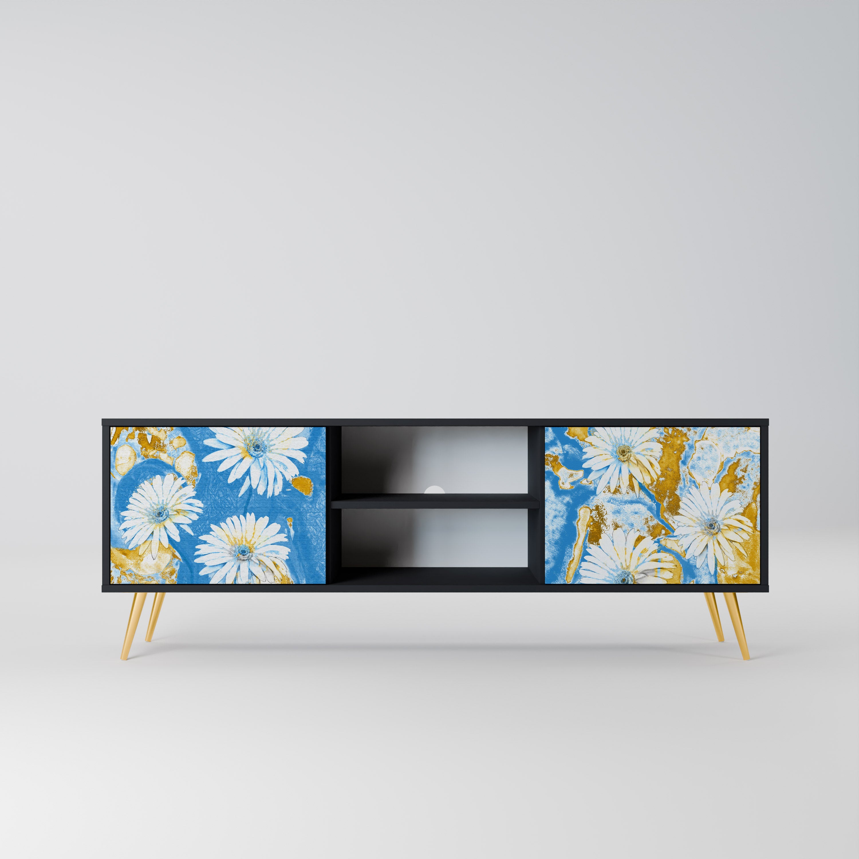 Βάση τηλεόρασης DAISY LUXE με 2 πόρτες σε μαύρο φινίρισμα