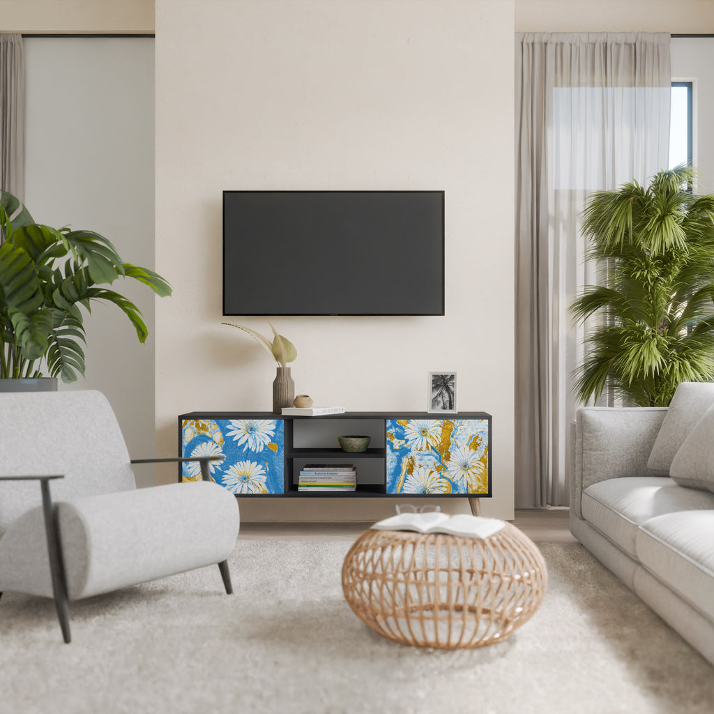 Βάση τηλεόρασης DAISY LUXE με 2 πόρτες σε μαύρο φινίρισμα