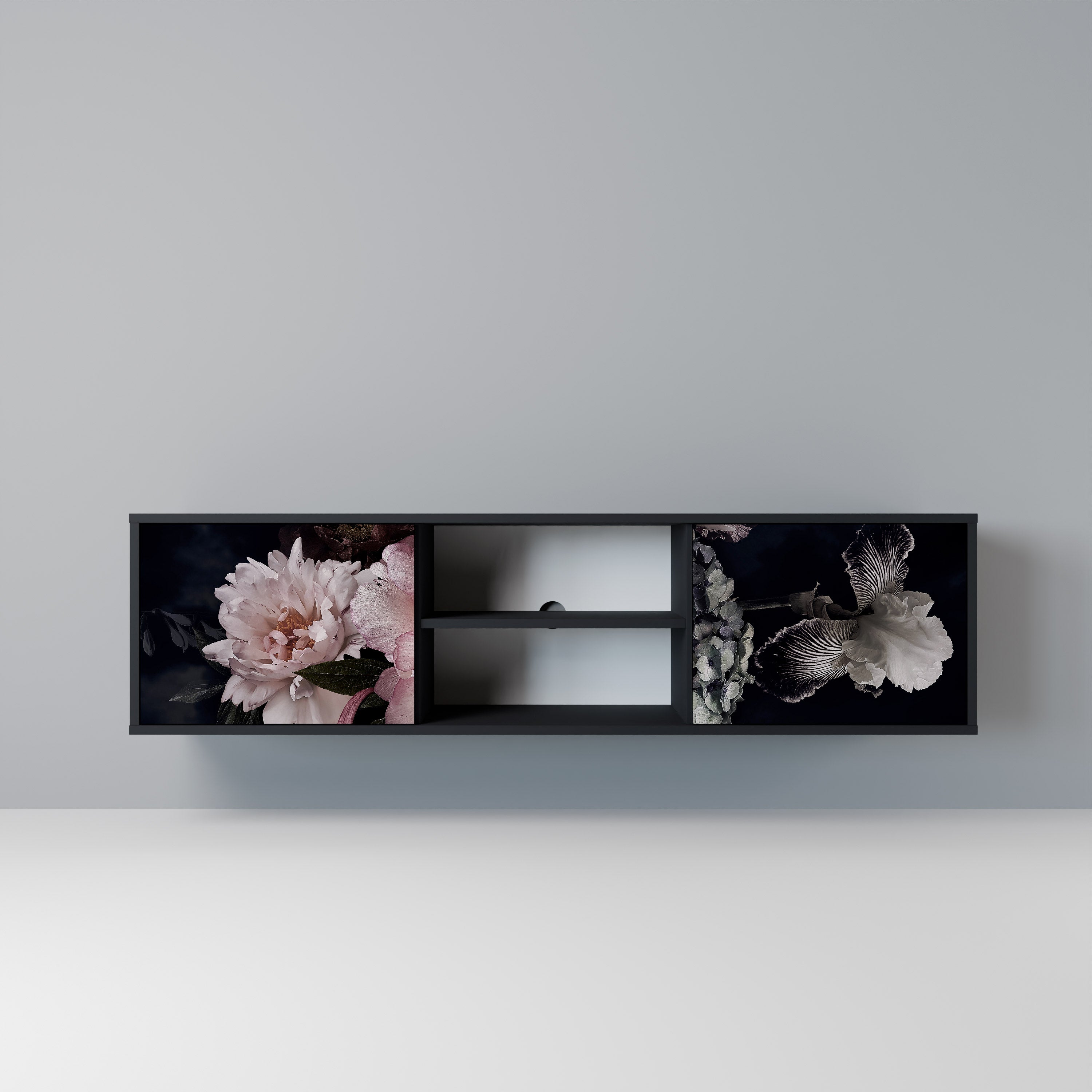 Βάση τηλεόρασης PURE BLOSSOM με 2 πόρτες σε μαύρο φινίρισμα