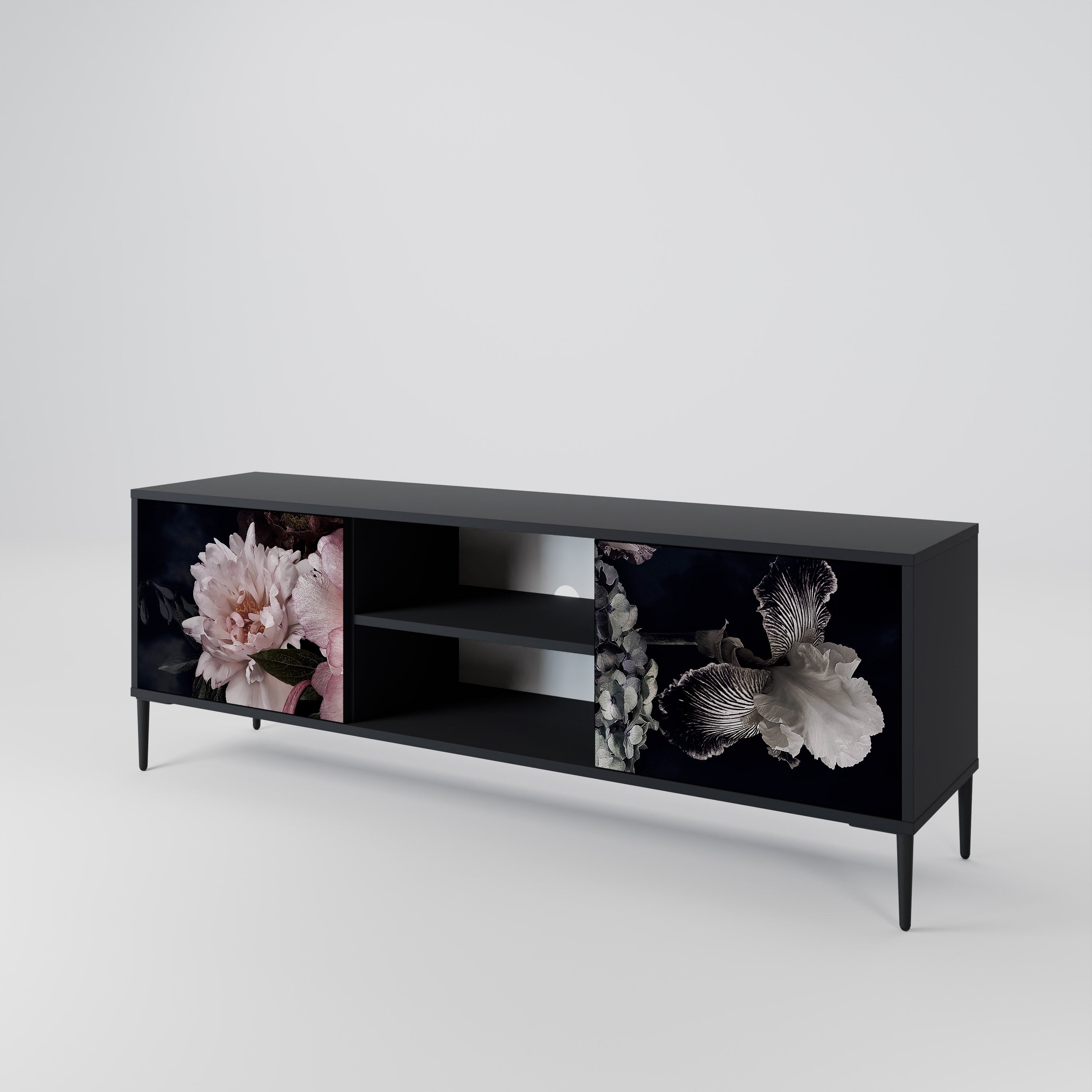 Βάση τηλεόρασης PURE BLOSSOM με 2 πόρτες σε μαύρο φινίρισμα