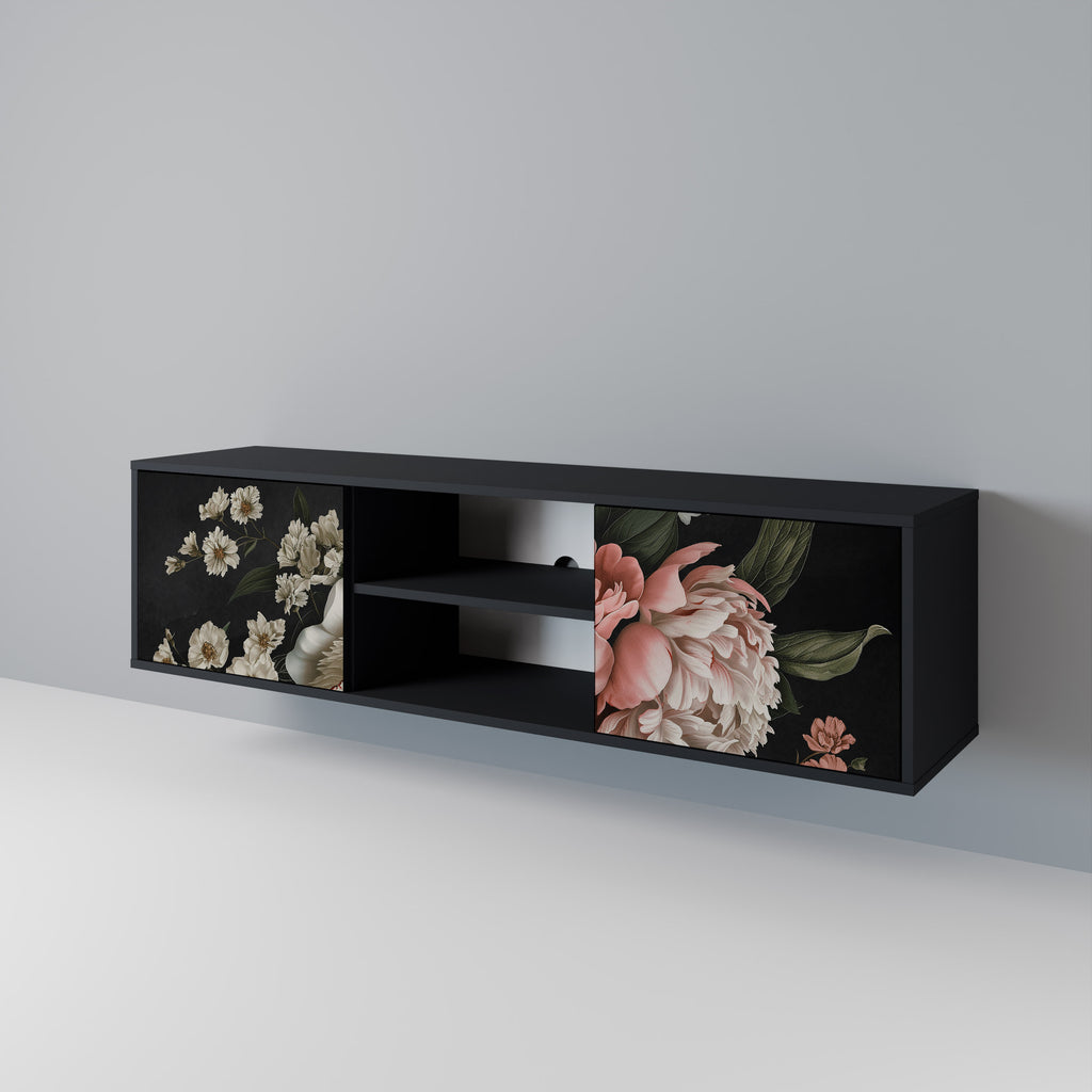 Βάση τηλεόρασης LUSH ELEGANCE με 2 πόρτες σε μαύρο φινίρισμα
