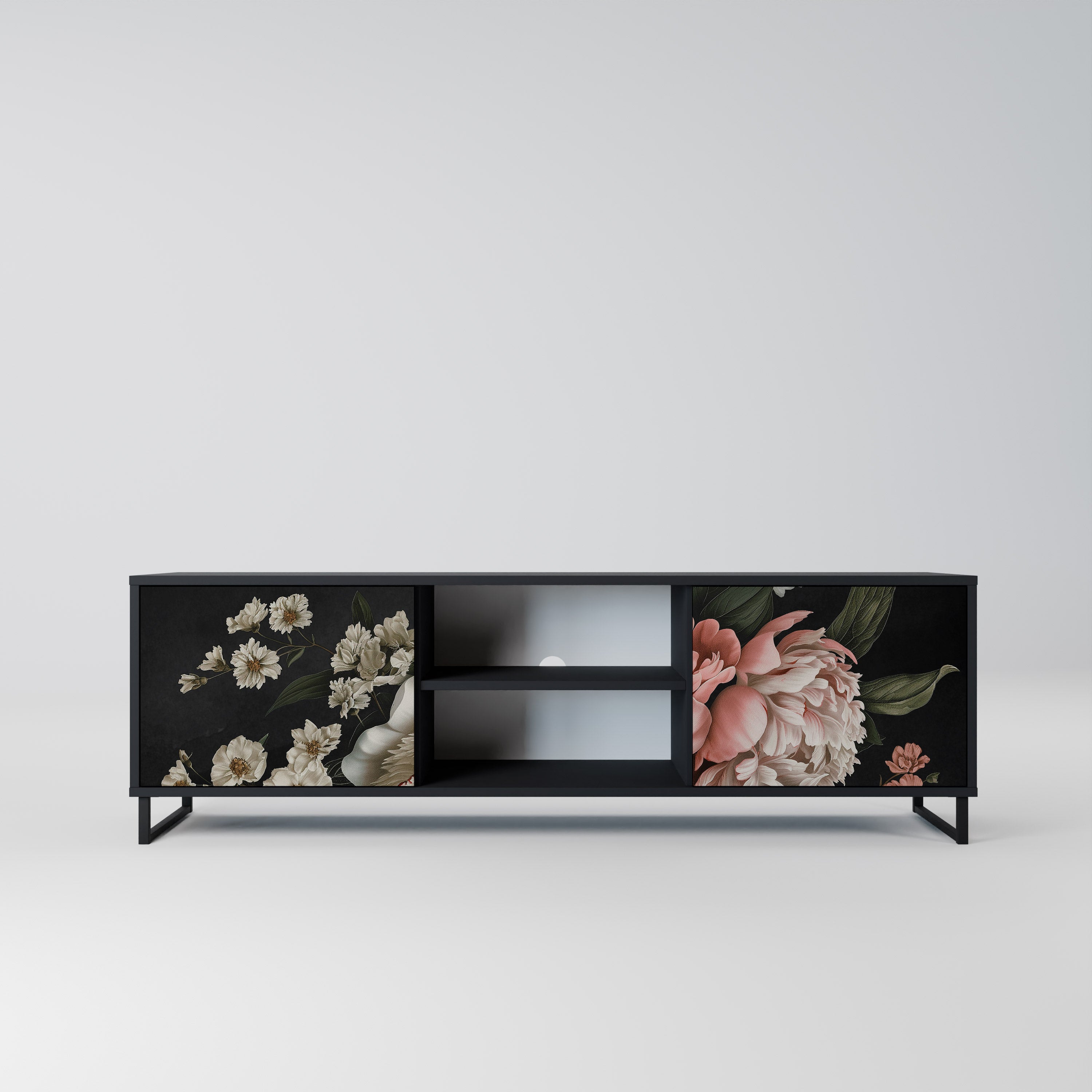 Βάση τηλεόρασης LUSH ELEGANCE με 2 πόρτες σε μαύρο φινίρισμα