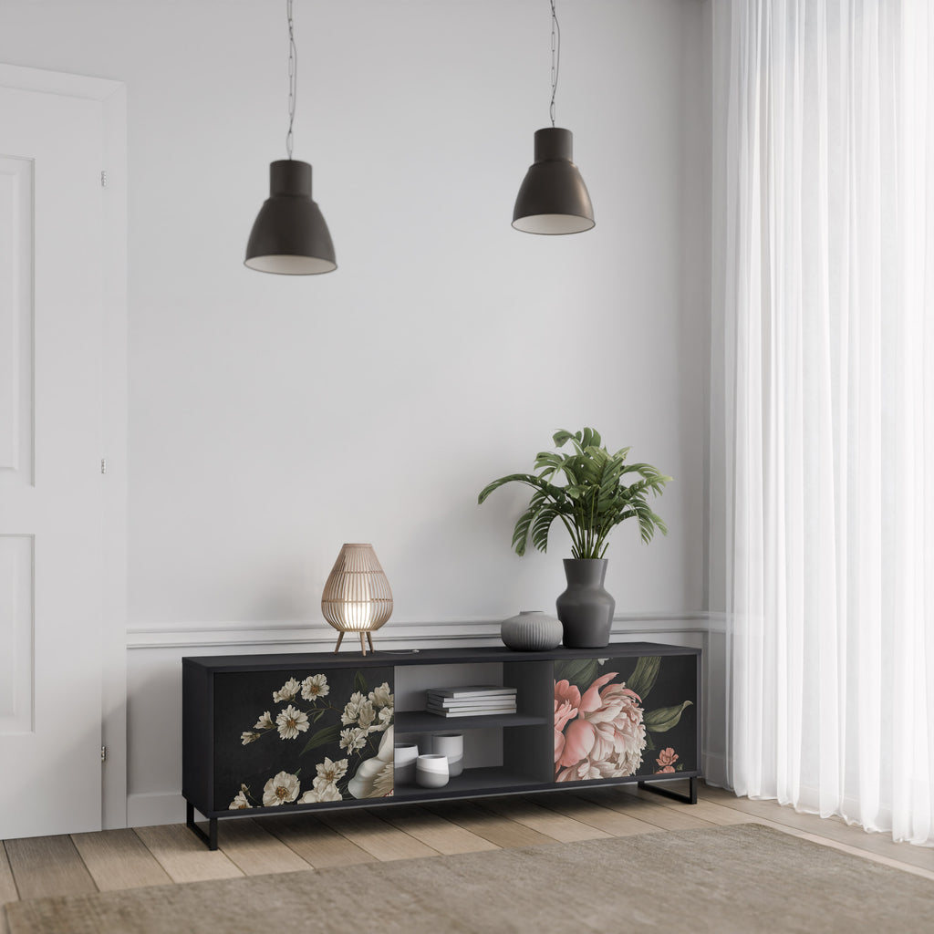 Βάση τηλεόρασης LUSH ELEGANCE με 2 πόρτες σε μαύρο φινίρισμα