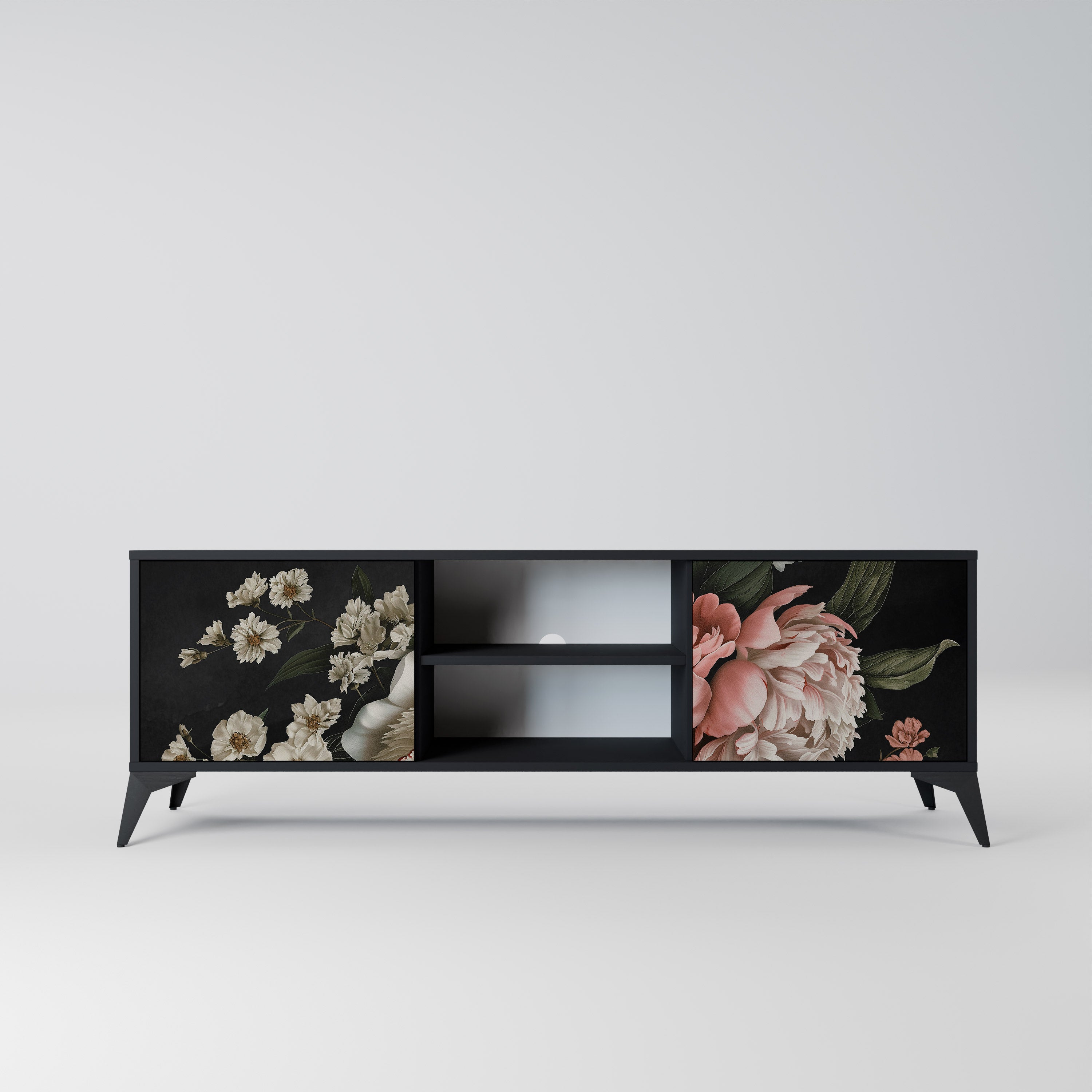Βάση τηλεόρασης LUSH ELEGANCE με 2 πόρτες σε μαύρο φινίρισμα