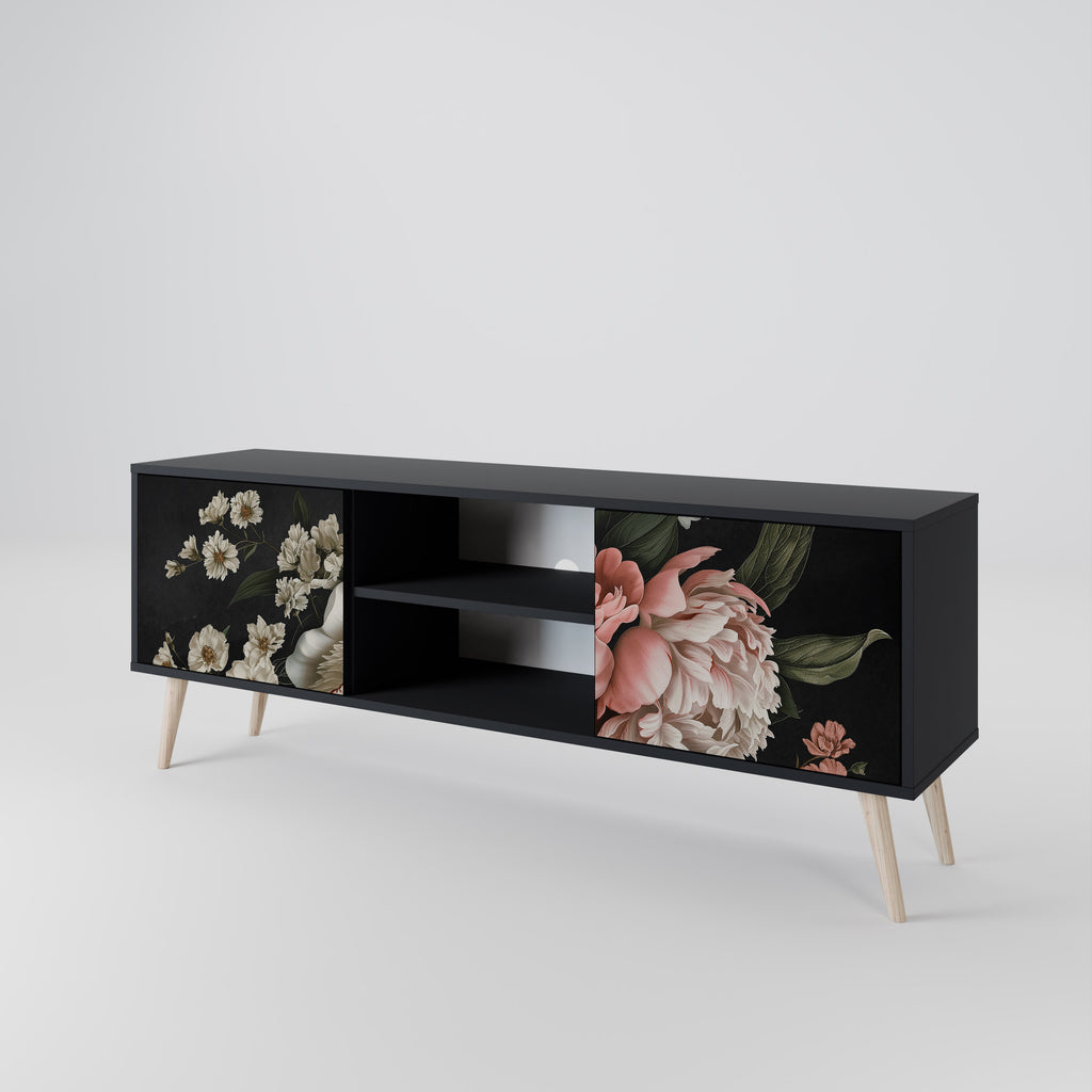 Βάση τηλεόρασης LUSH ELEGANCE με 2 πόρτες σε μαύρο φινίρισμα