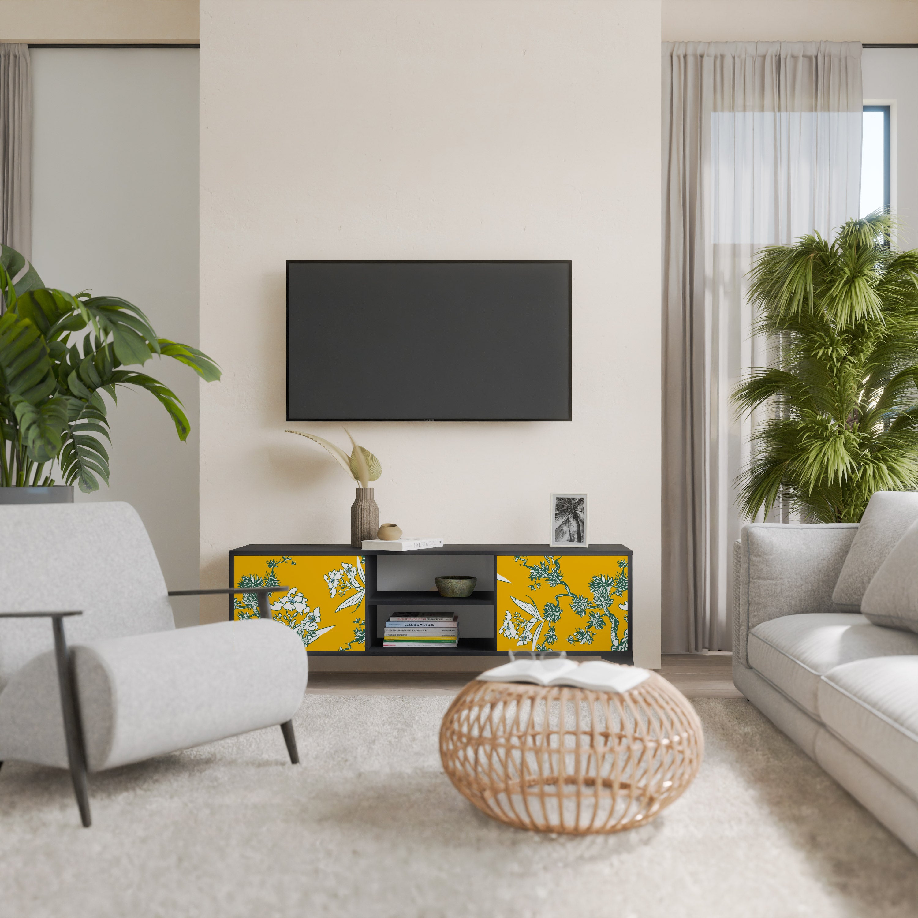 ΚΙΤΡΙΝΗ ΒΑΣΗ TV CHINOISERIE 2 ΘΕΣΕΩΝ ΣΕ ΜΑΓΙΚΟ ΦΙΝΙΡΙΣΜΑ