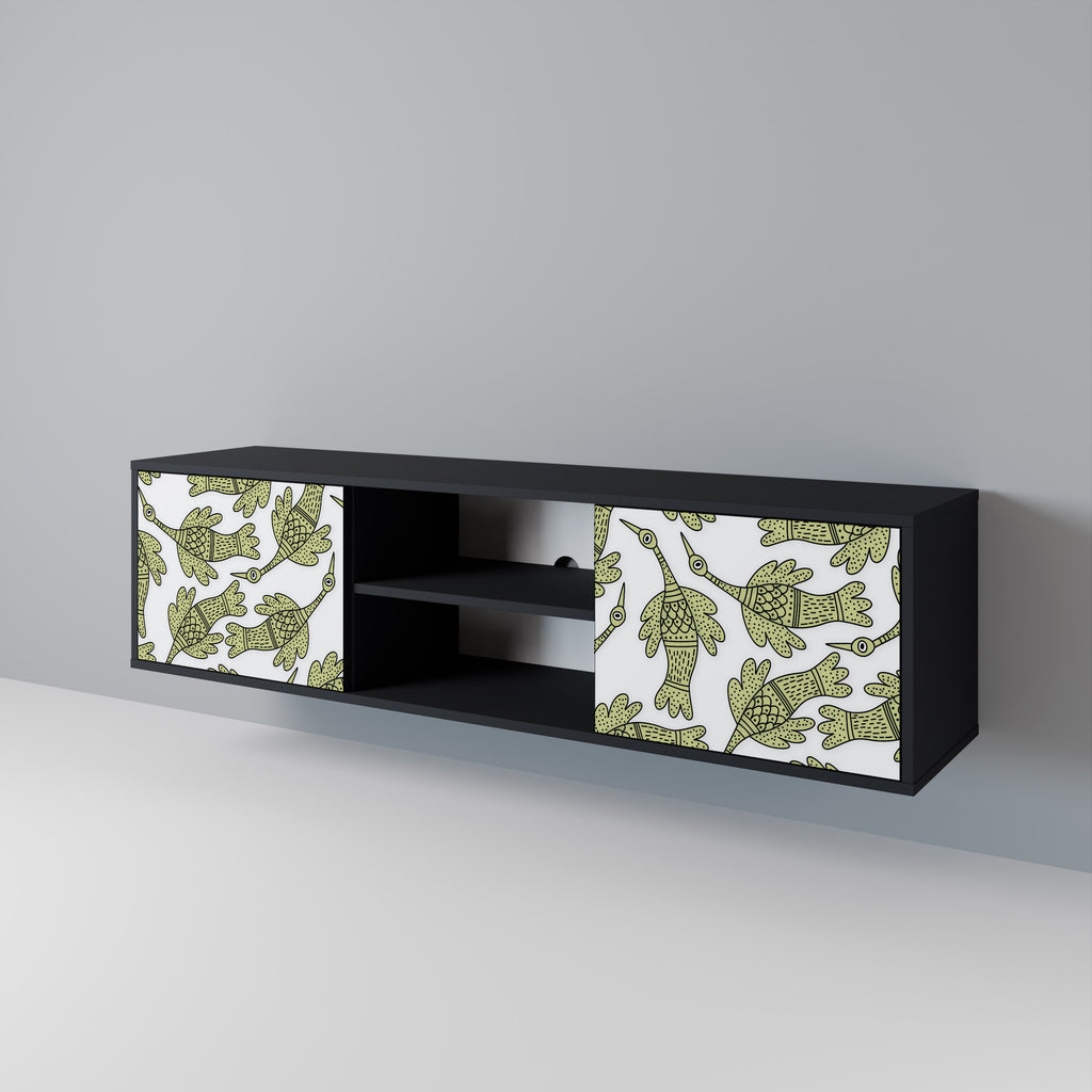 SEEDLING SONGBIRD 2-Door TV Stand in Black Finish