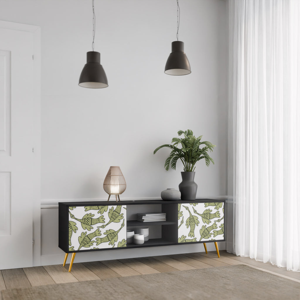 SEEDLING SONGBIRD 2-Door TV Stand in Black Finish