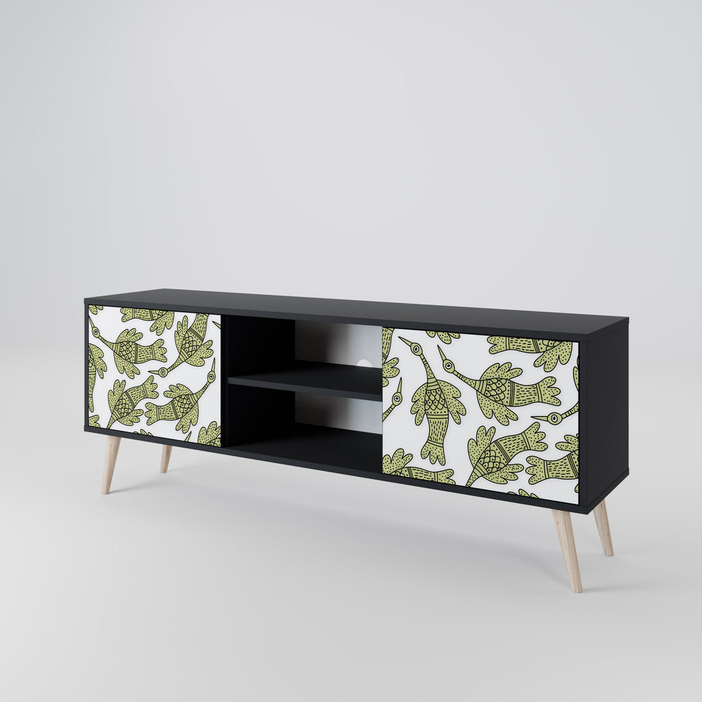 SEEDLING SONGBIRD 2-Door TV Stand in Black Finish