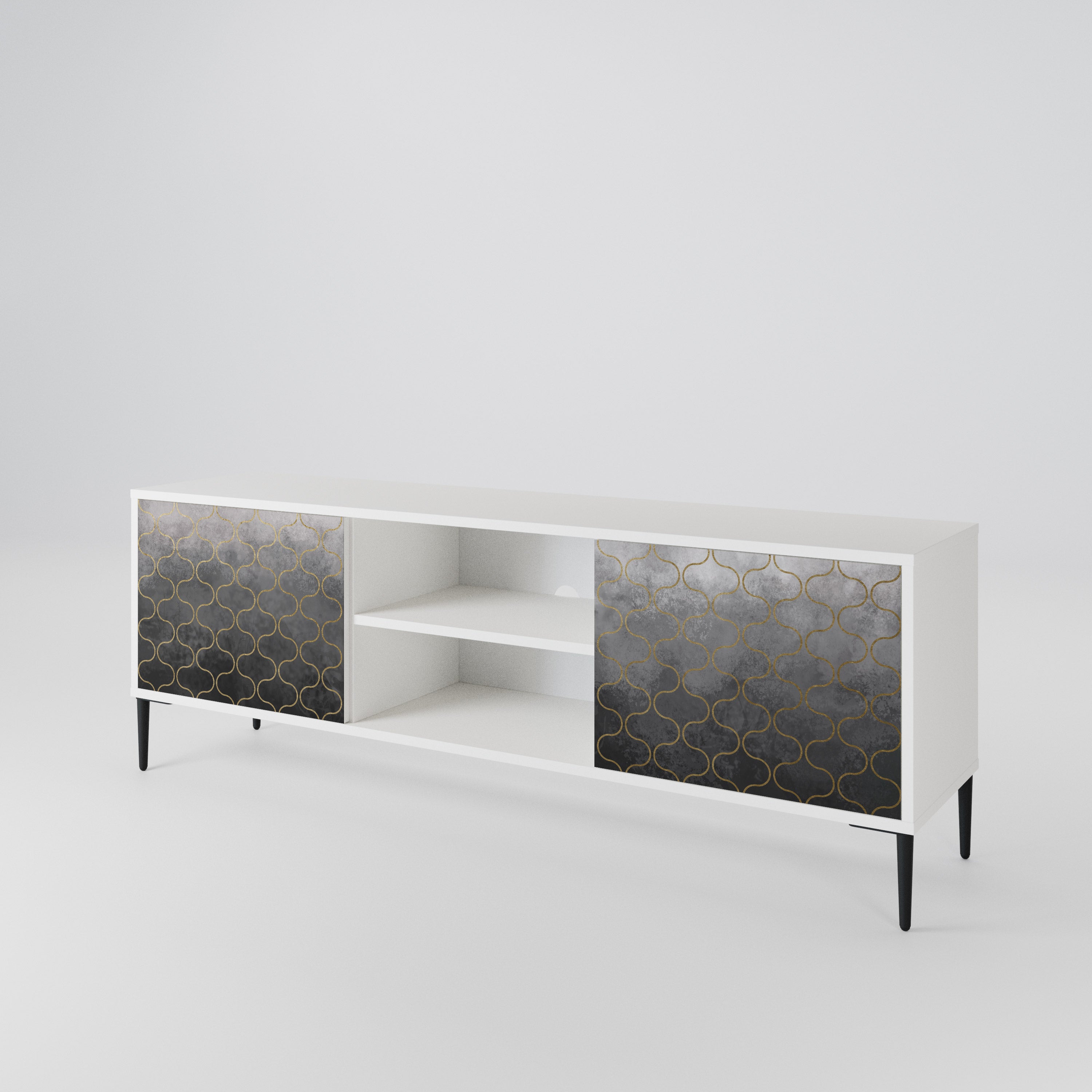 TESSELATED GRAYISH 2-Door TV Cabinet