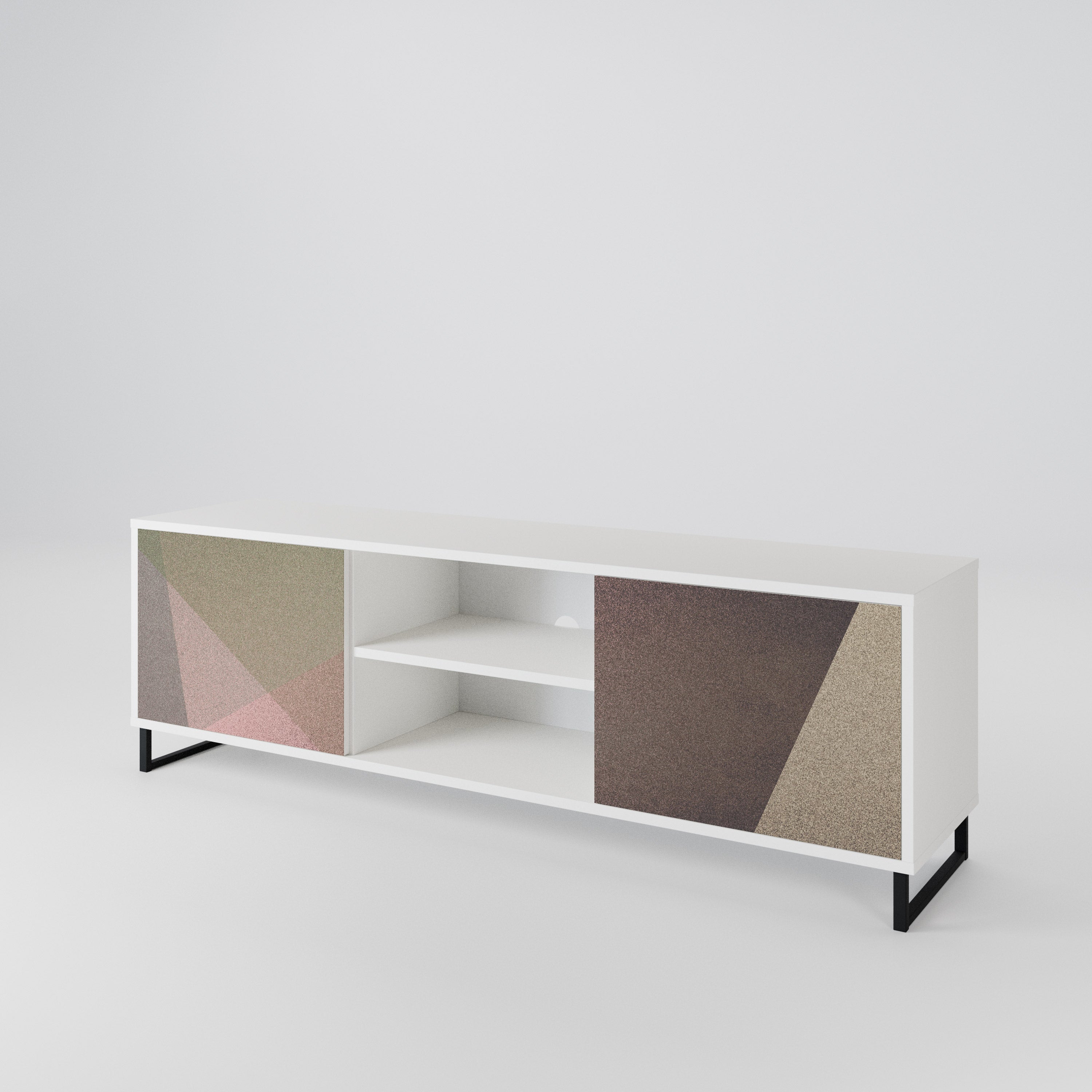 BEIGE GEOMETRY 2-Door TV Cabinet