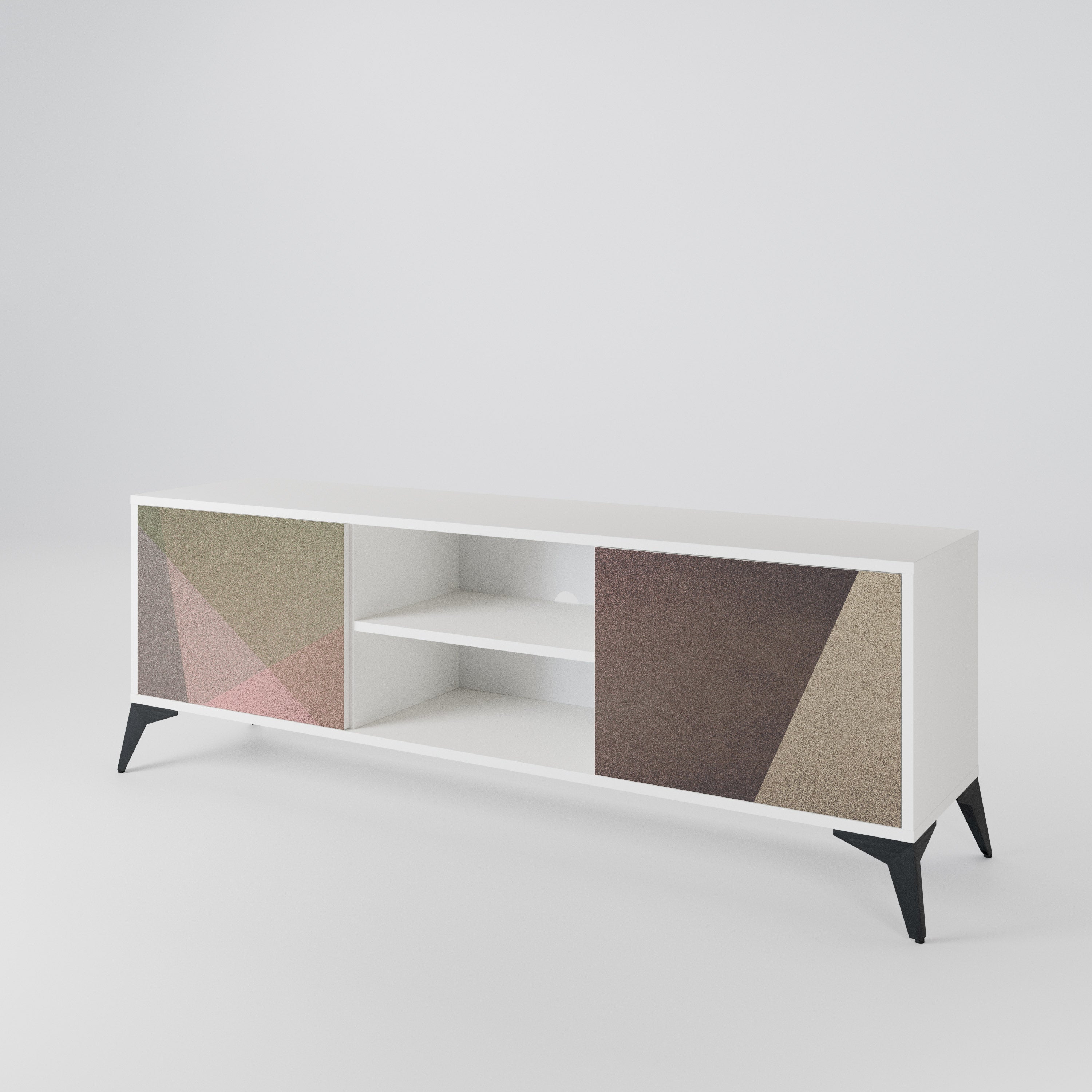 BEIGE GEOMETRY 2-Door TV Cabinet