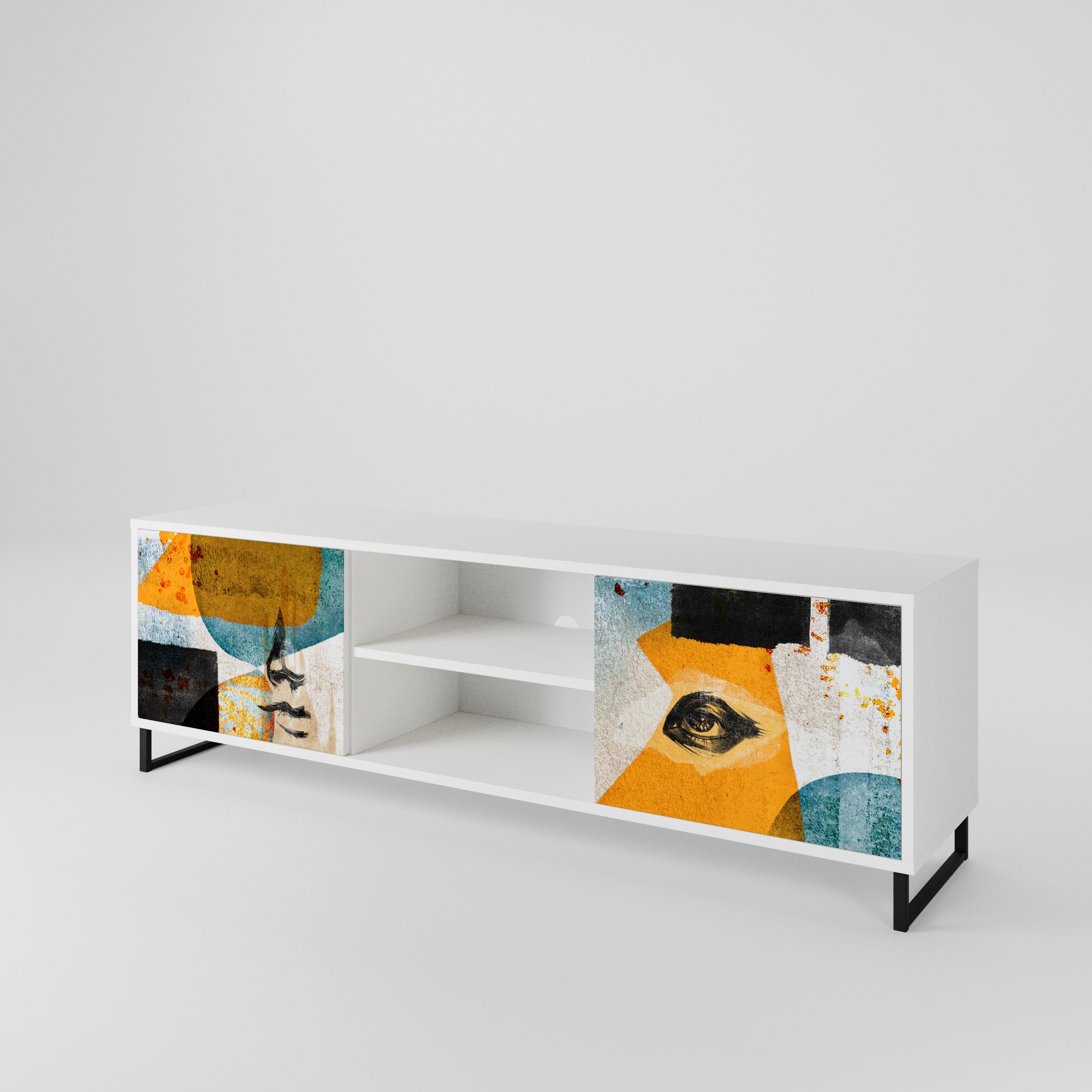 ABSTRACT FACES 2-Door TV Cabinet