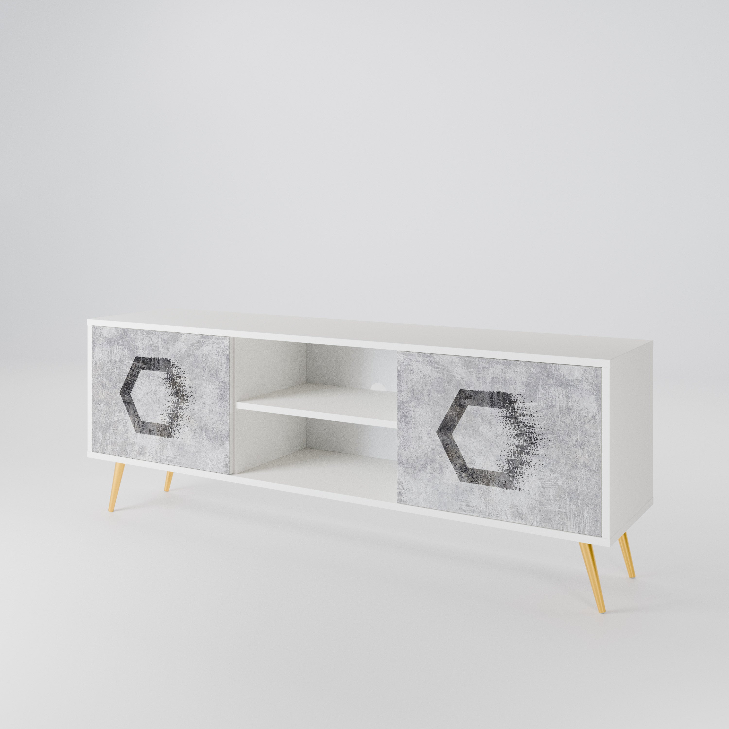 HEXAGONAL FIGURES 2-Door TV Cabinet