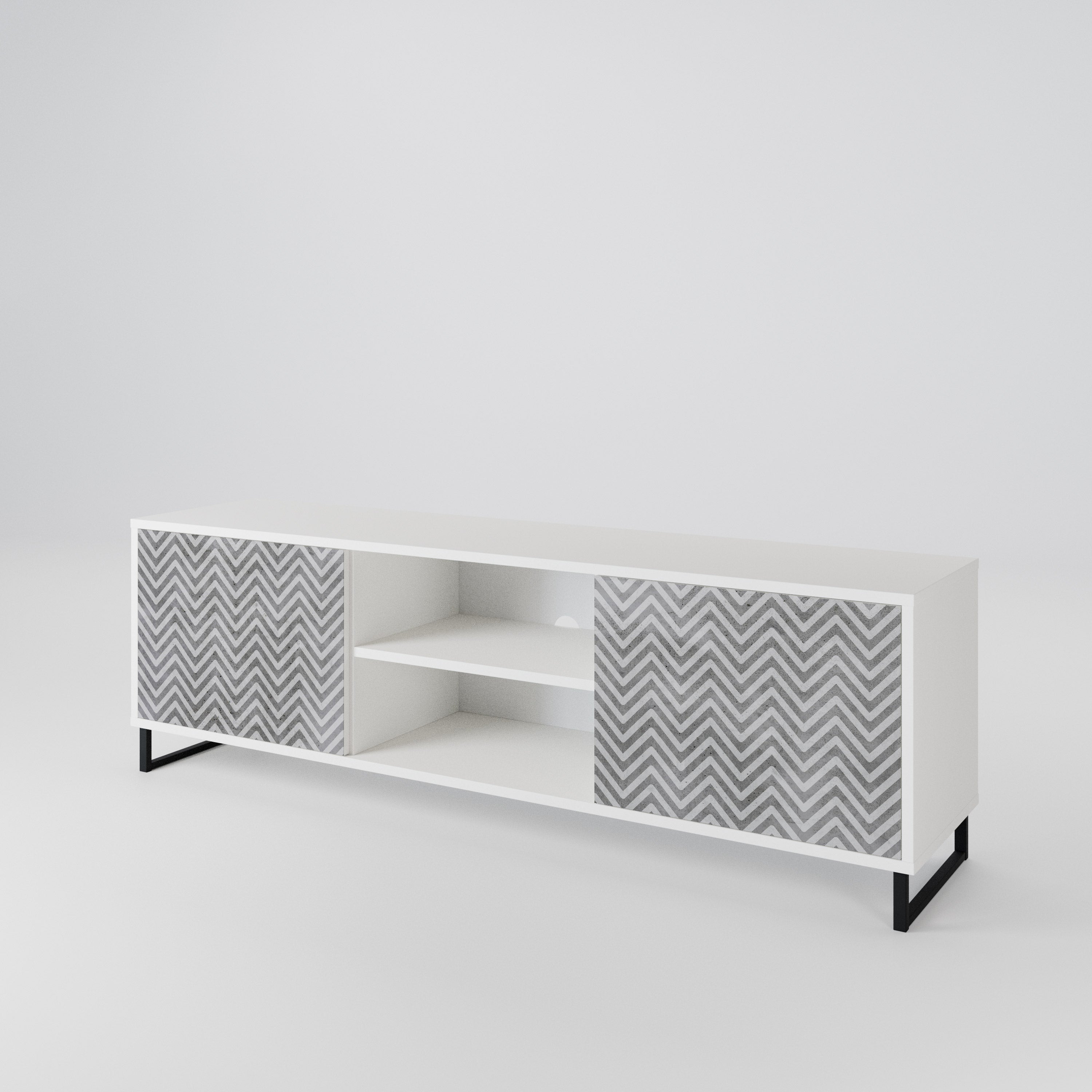 CONCRETE ZIG ZAG 2-Door TV Cabinet
