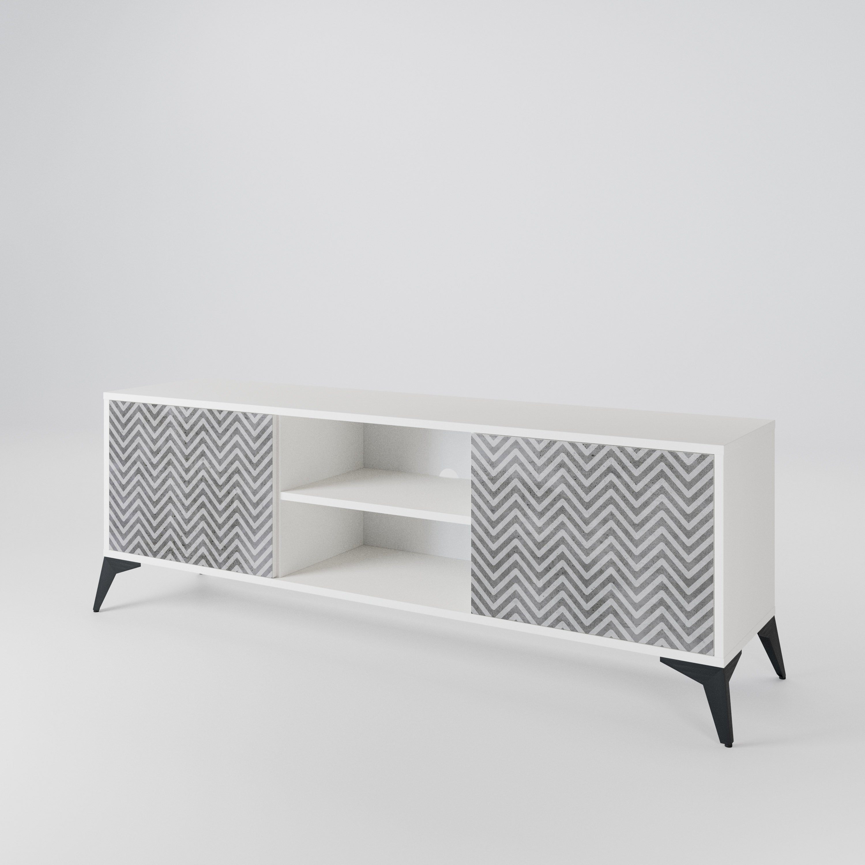 CONCRETE ZIG ZAG 2-Door TV Cabinet