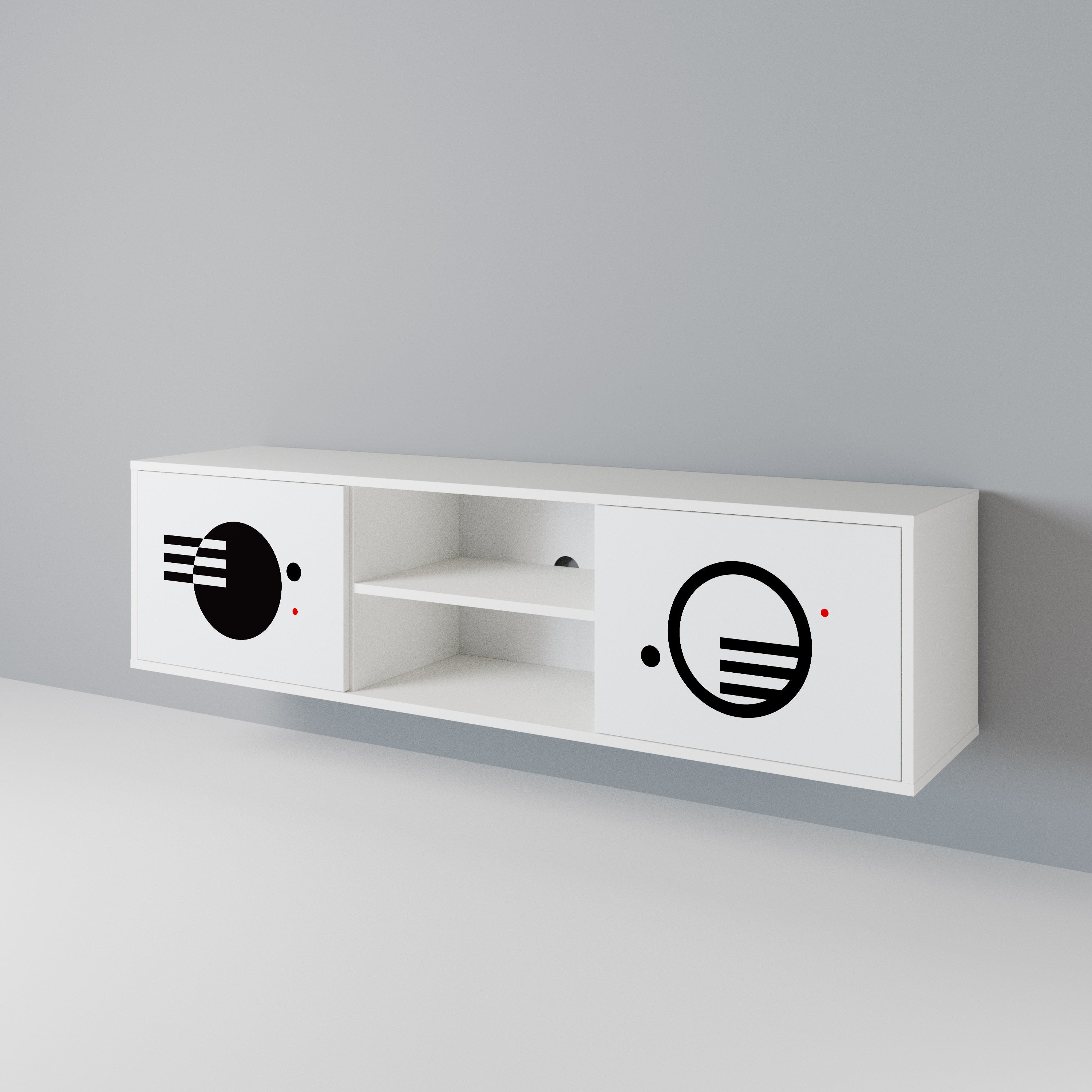 BLACK AND WHITE COMBINATION 2-Door TV Cabinet