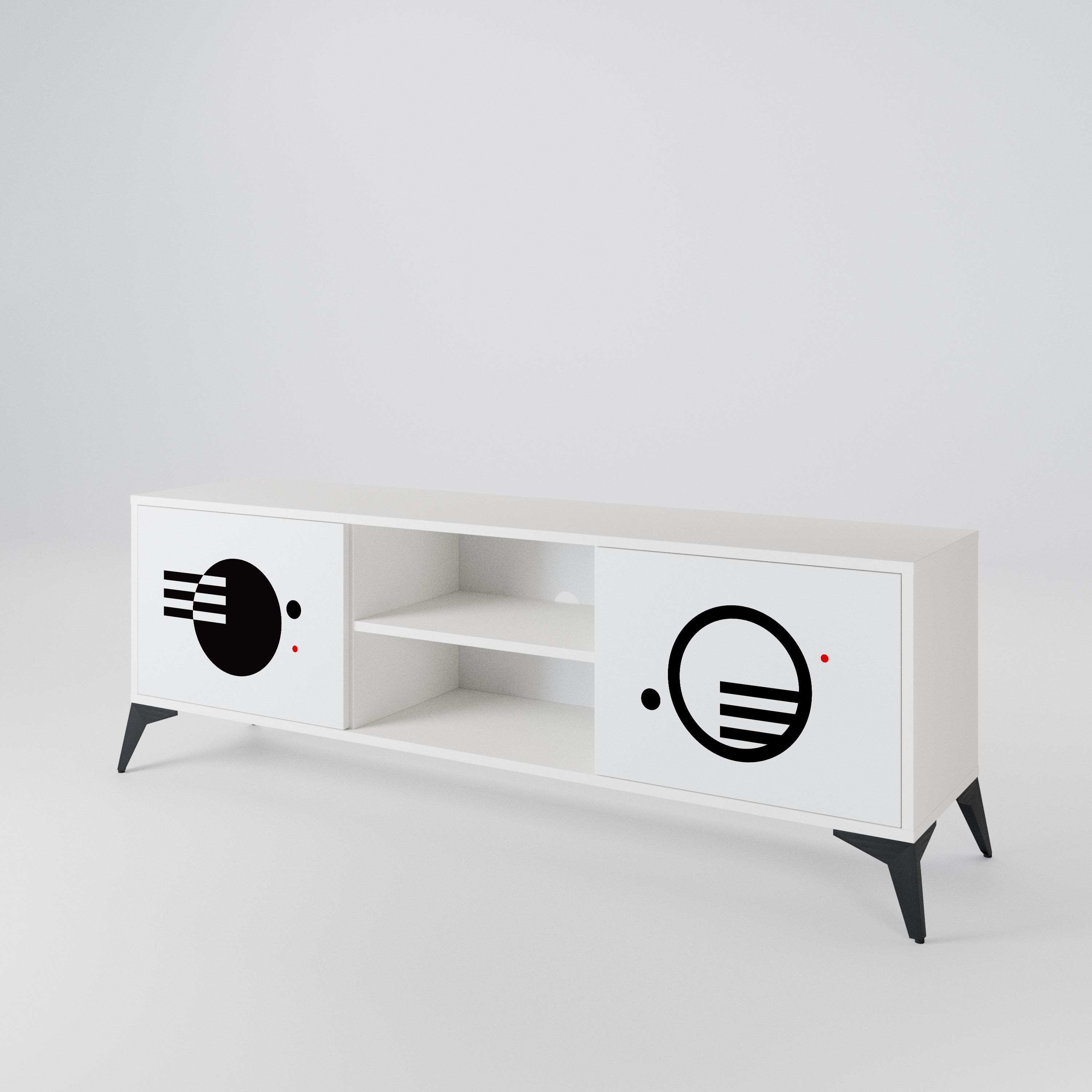 BLACK AND WHITE COMBINATION 2-Door TV Cabinet