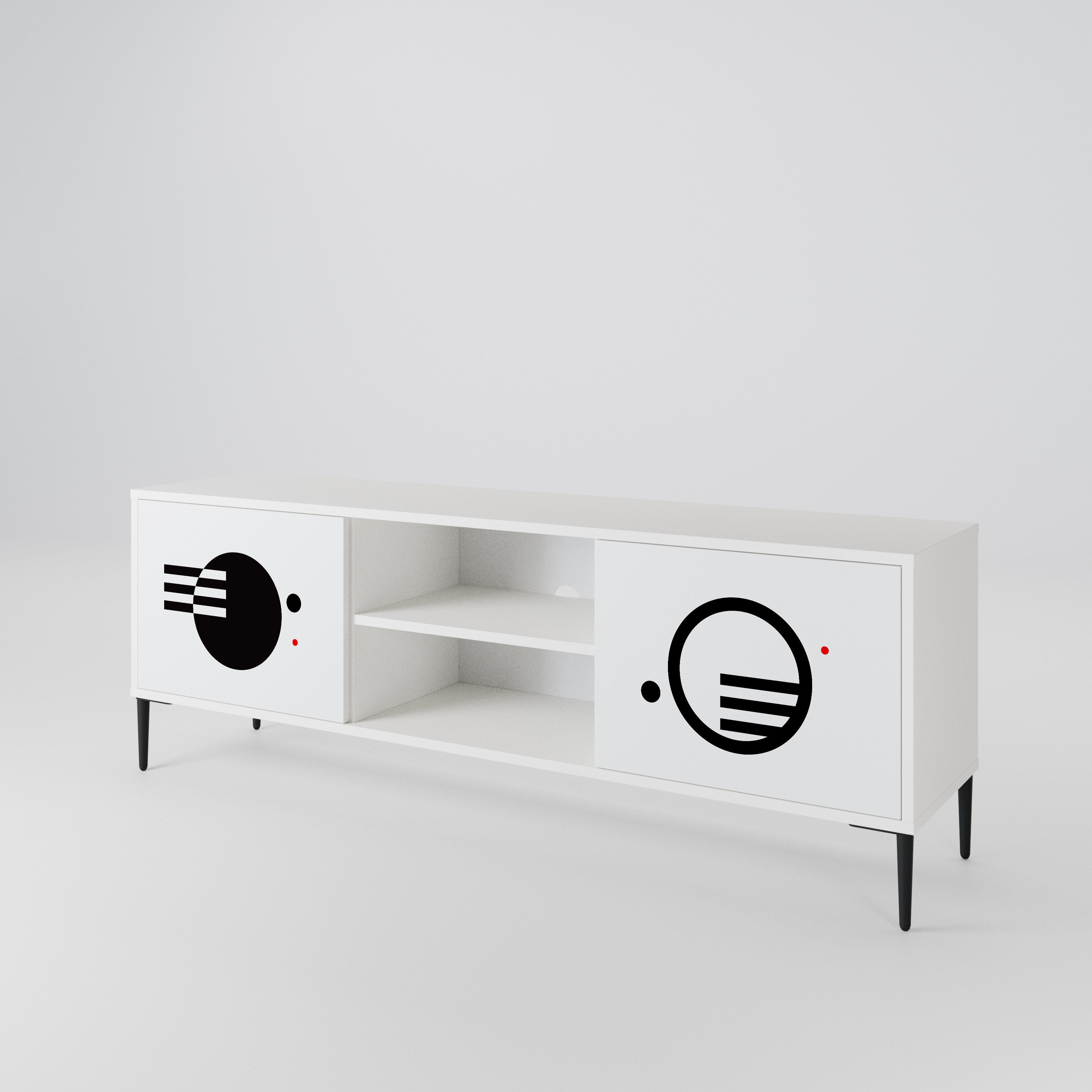 BLACK AND WHITE COMBINATION 2-Door TV Cabinet
